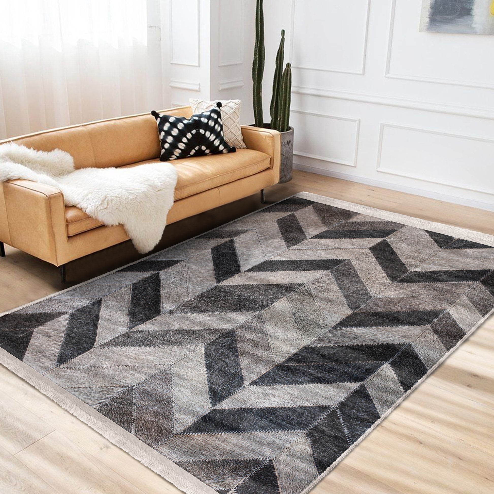 Grey Tones Patterned Area Rug for a Touch of Subtle Elegance