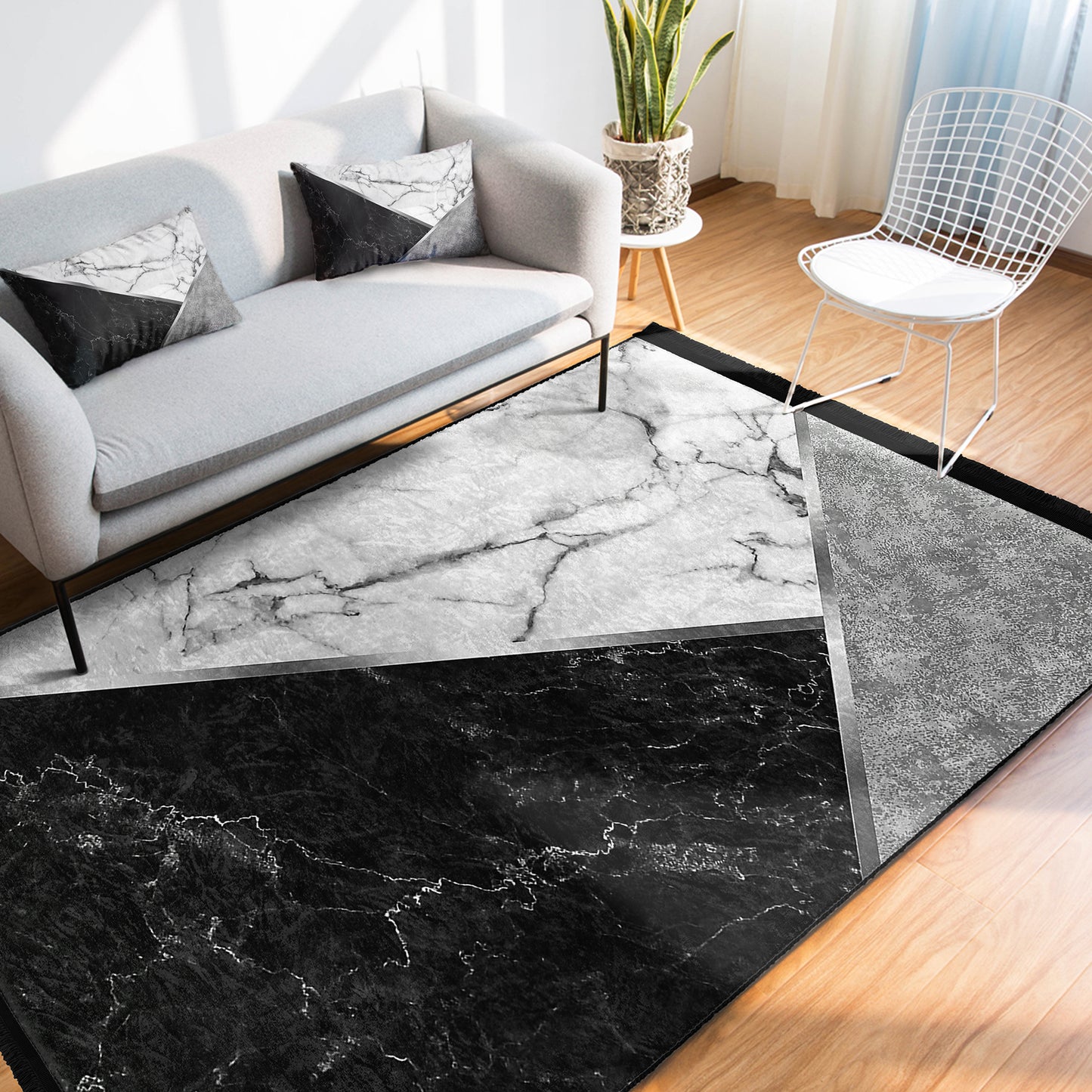 Functional Rug with Modern Marble Craftsmanship