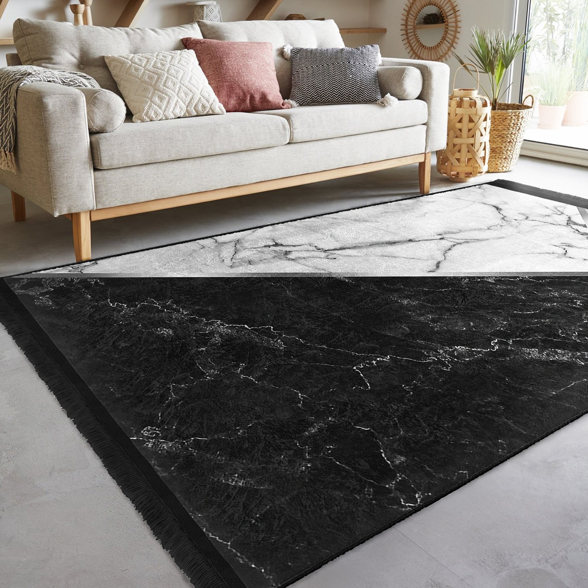 Elegant Rug with Contemporary Marble Design for Home Decor