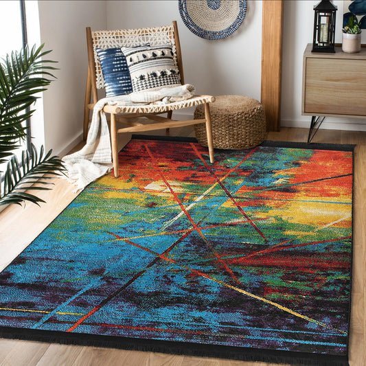 Colorful Art Design Area Rug - Front View