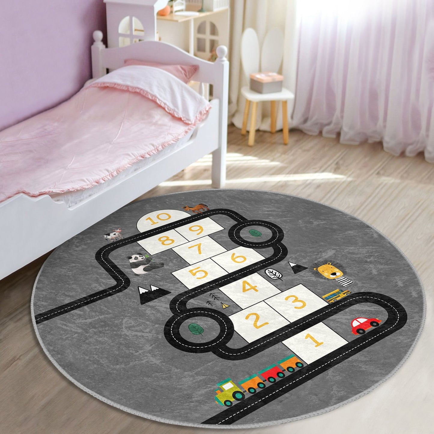 Playful Train Game Pattern Area Rug