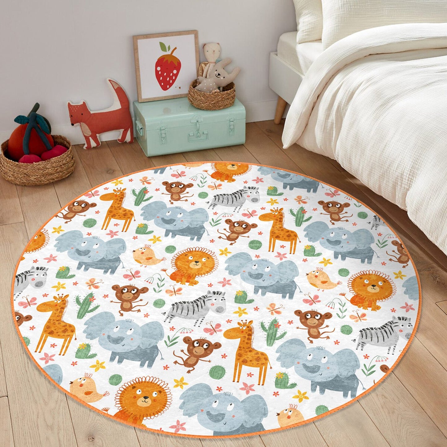 Homeezone's Vibrant Cute Animals Printed Kids Room Floor Mat