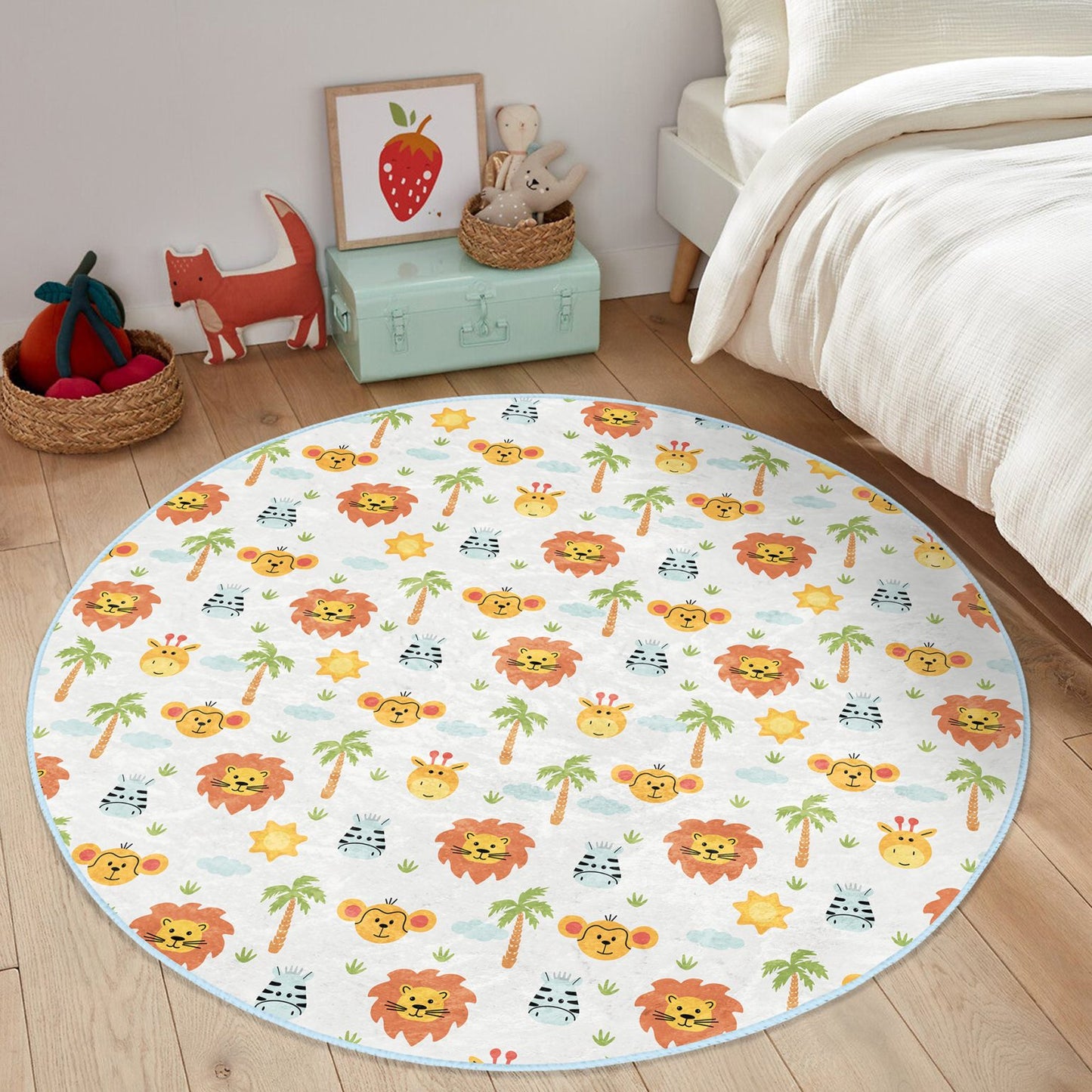 Homeezone's Lion and Monkey Friend Kids Room Floor Covering