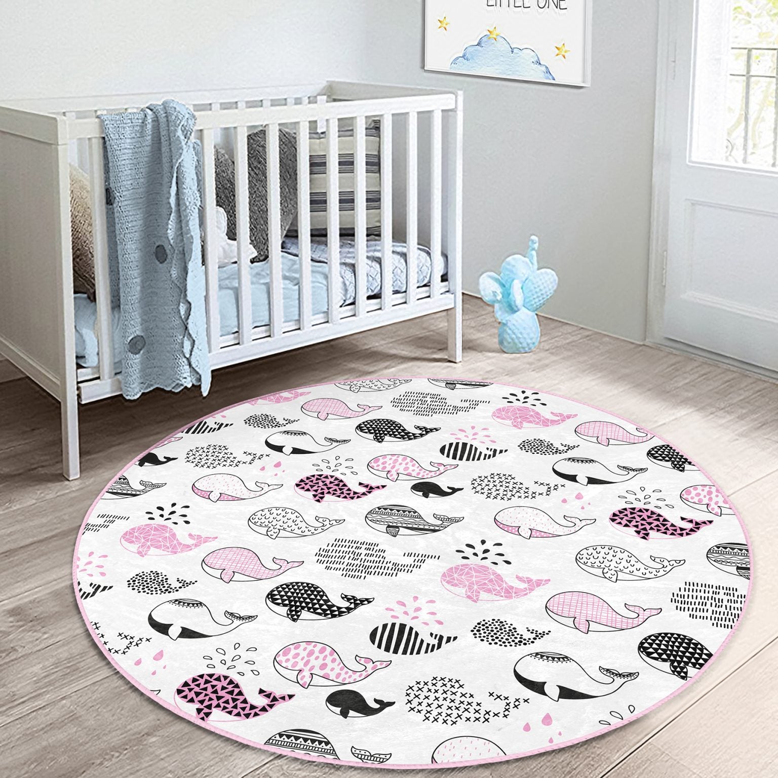 Homeezone's Pink Whale Pattern Baby Room Floor Mat