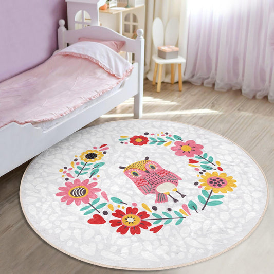 Kids rug featuring floral decor for a charming touch.