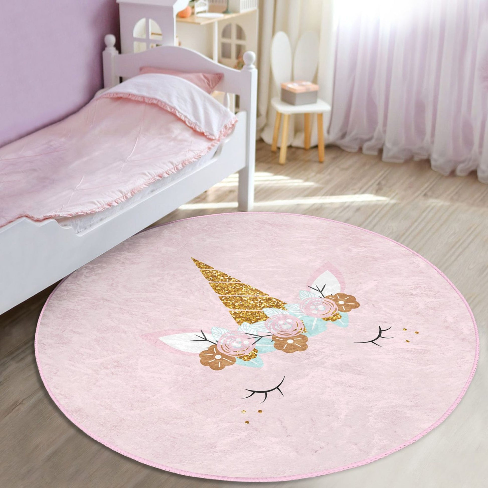 Pink Unicorn Baby Room Rug
