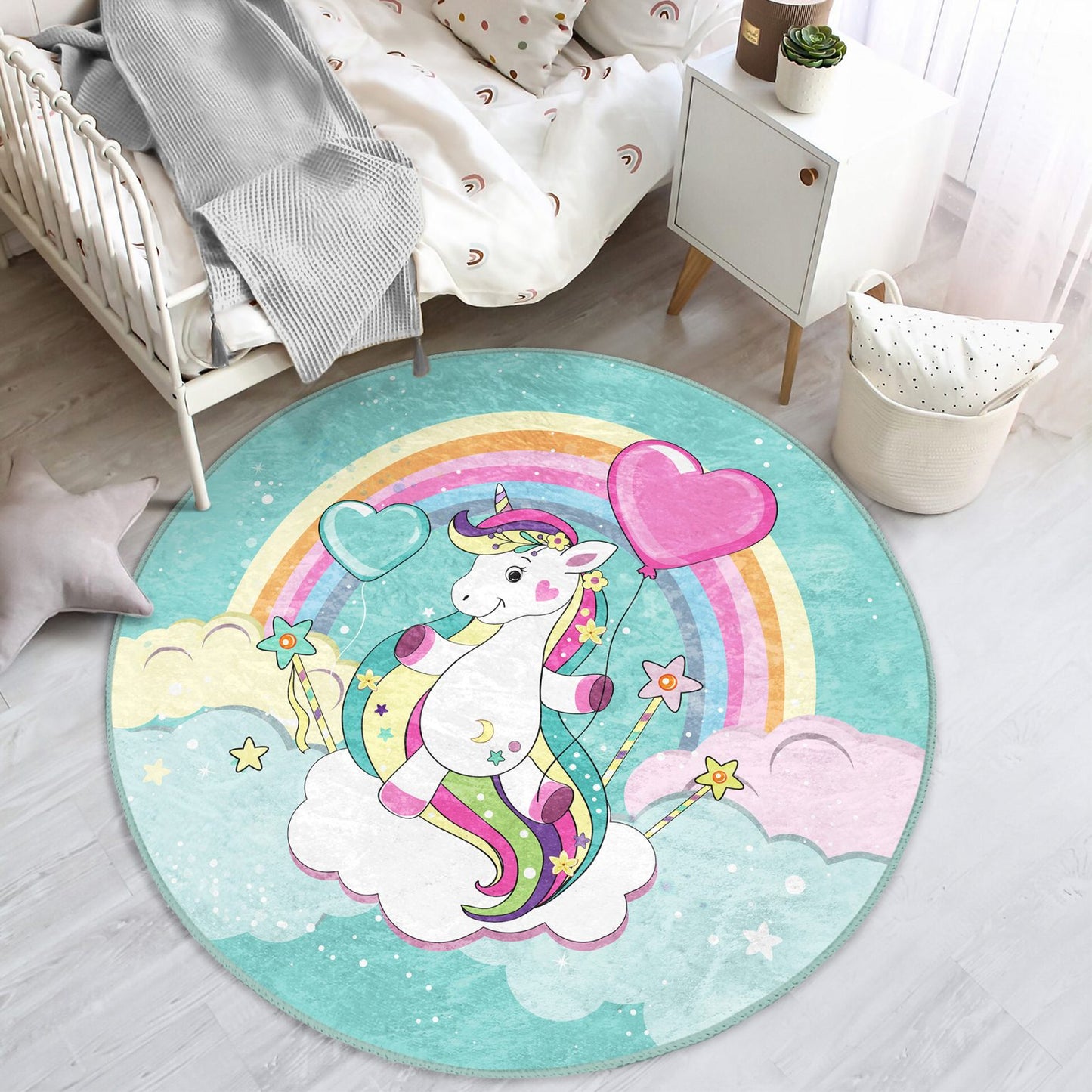 Cute Pastel Unicorn Rug for Baby Room