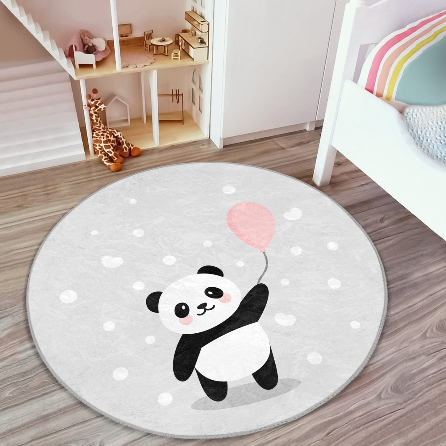 Modern Panda Print Baby Room Carpet