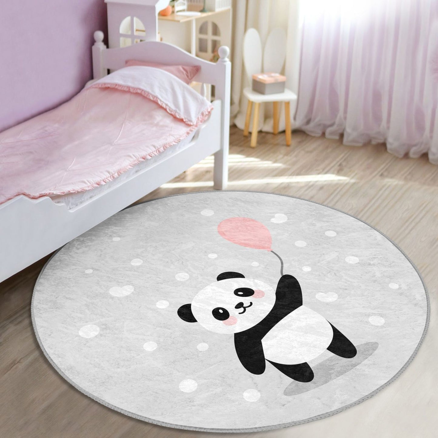 Elegant Nursery Rug with Panda Pattern