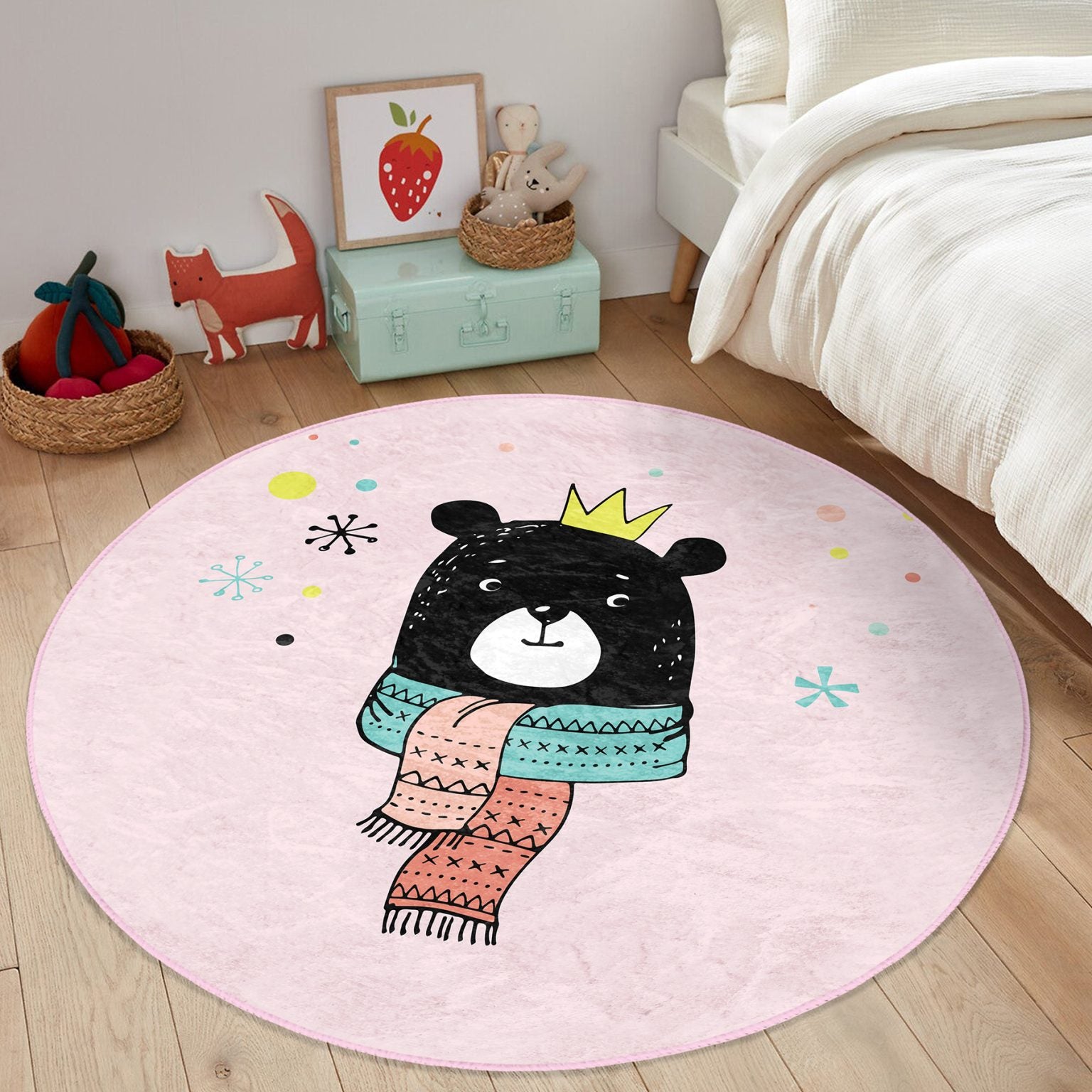 Playful Bear Prince Room Floor Covering