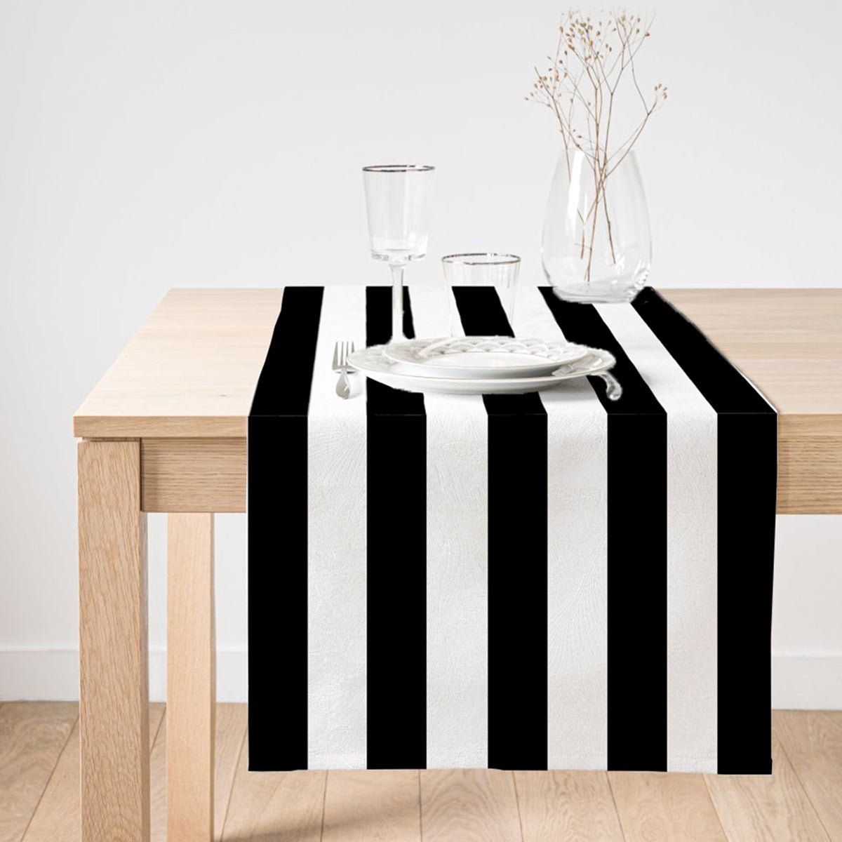 Classic Black and White Table Runner