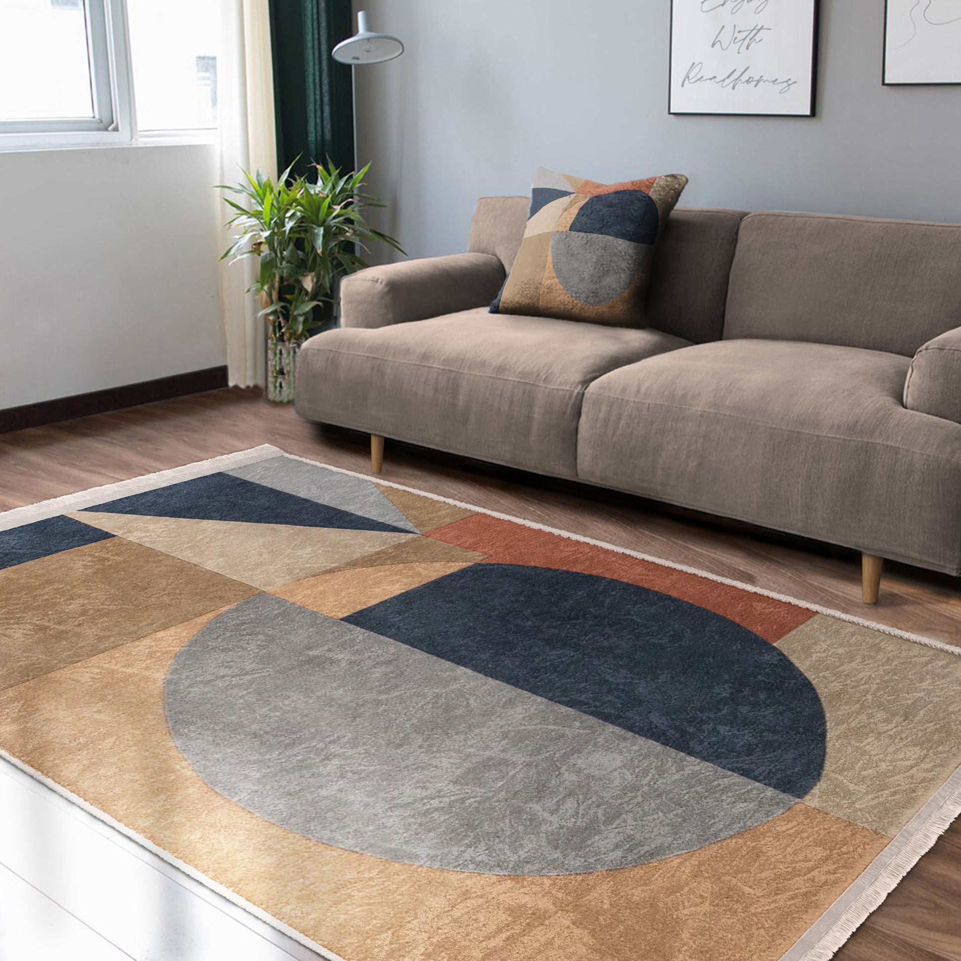 Bohemian Washable Carpet - Living Room Setting