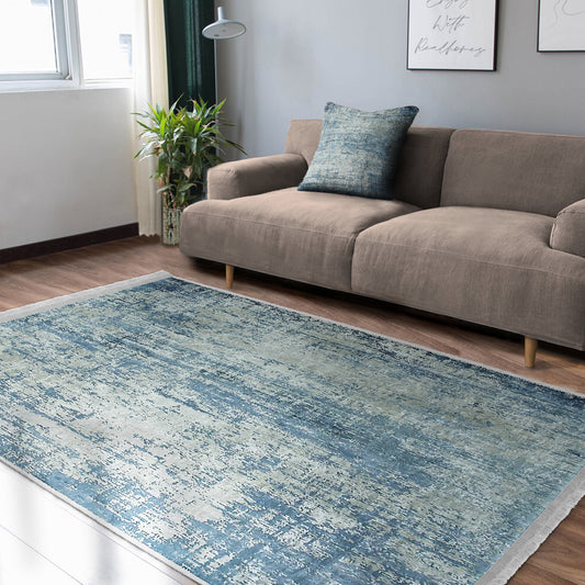 Blue Washable Area Rug - Main View