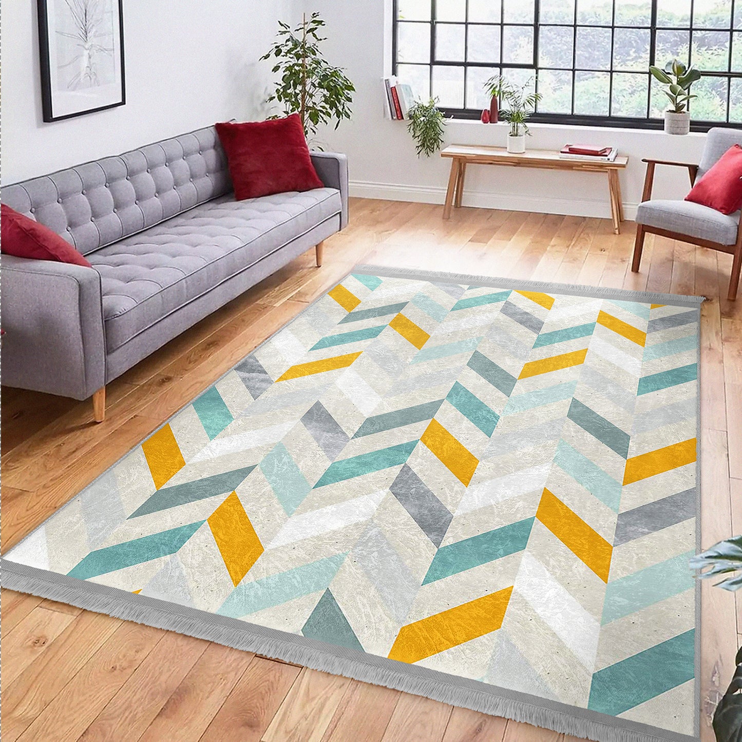 Contemporary Washable Carpet - Living Room