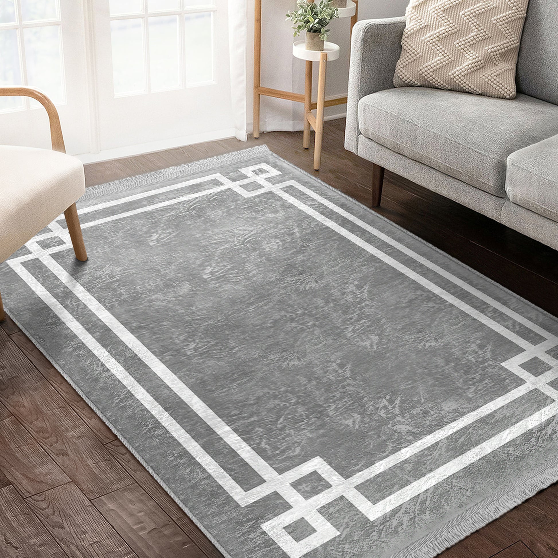 Grey Modern Home Decoration Washable Rug - Main View