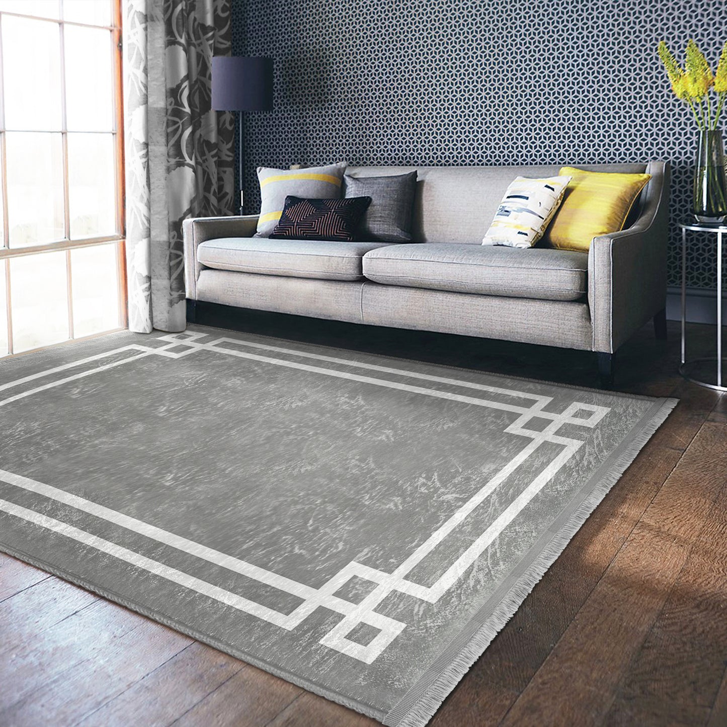 Contemporary Grey Living Room Carpet - Stylish Design