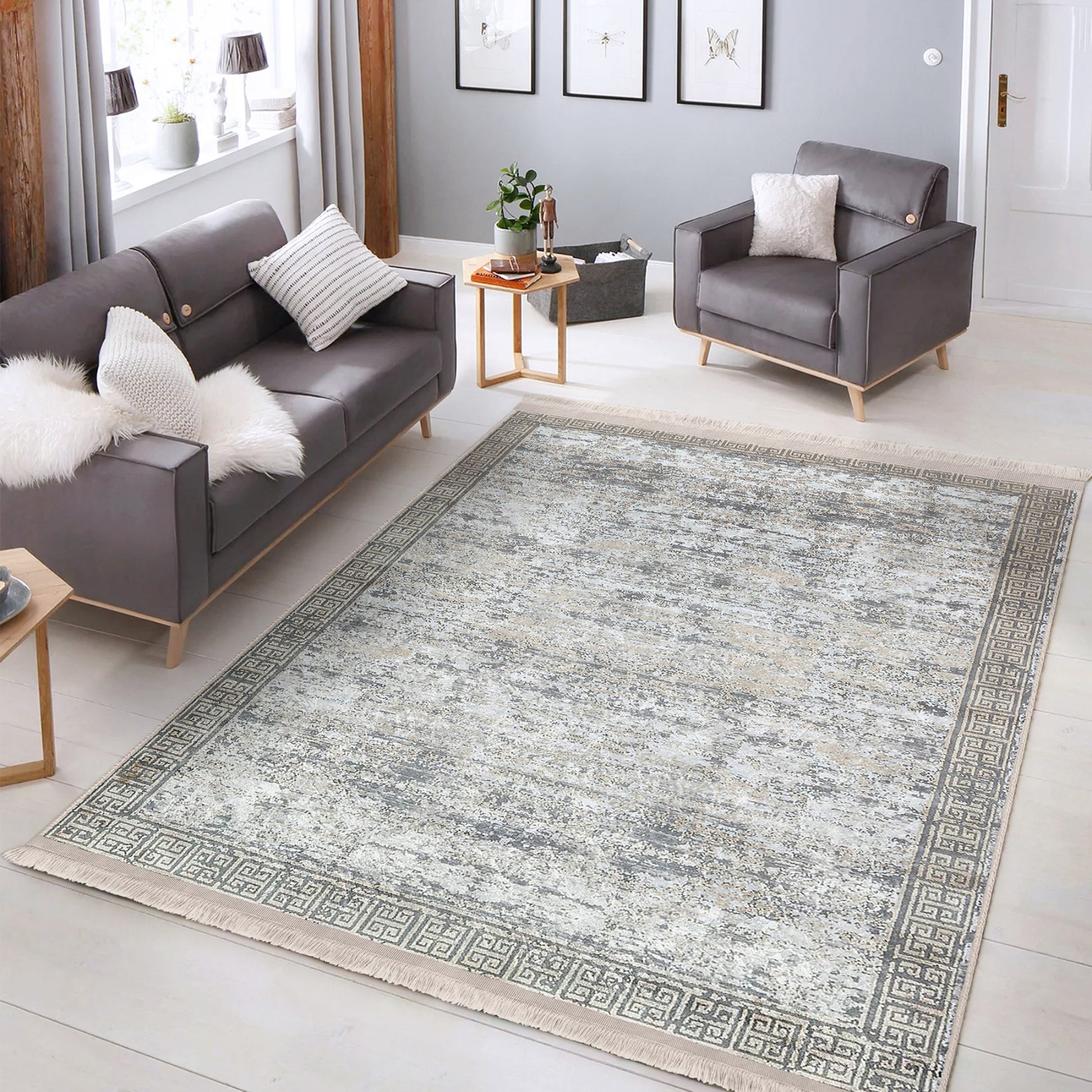 Timeless Grey Living Room Carpet - Stylish Design
