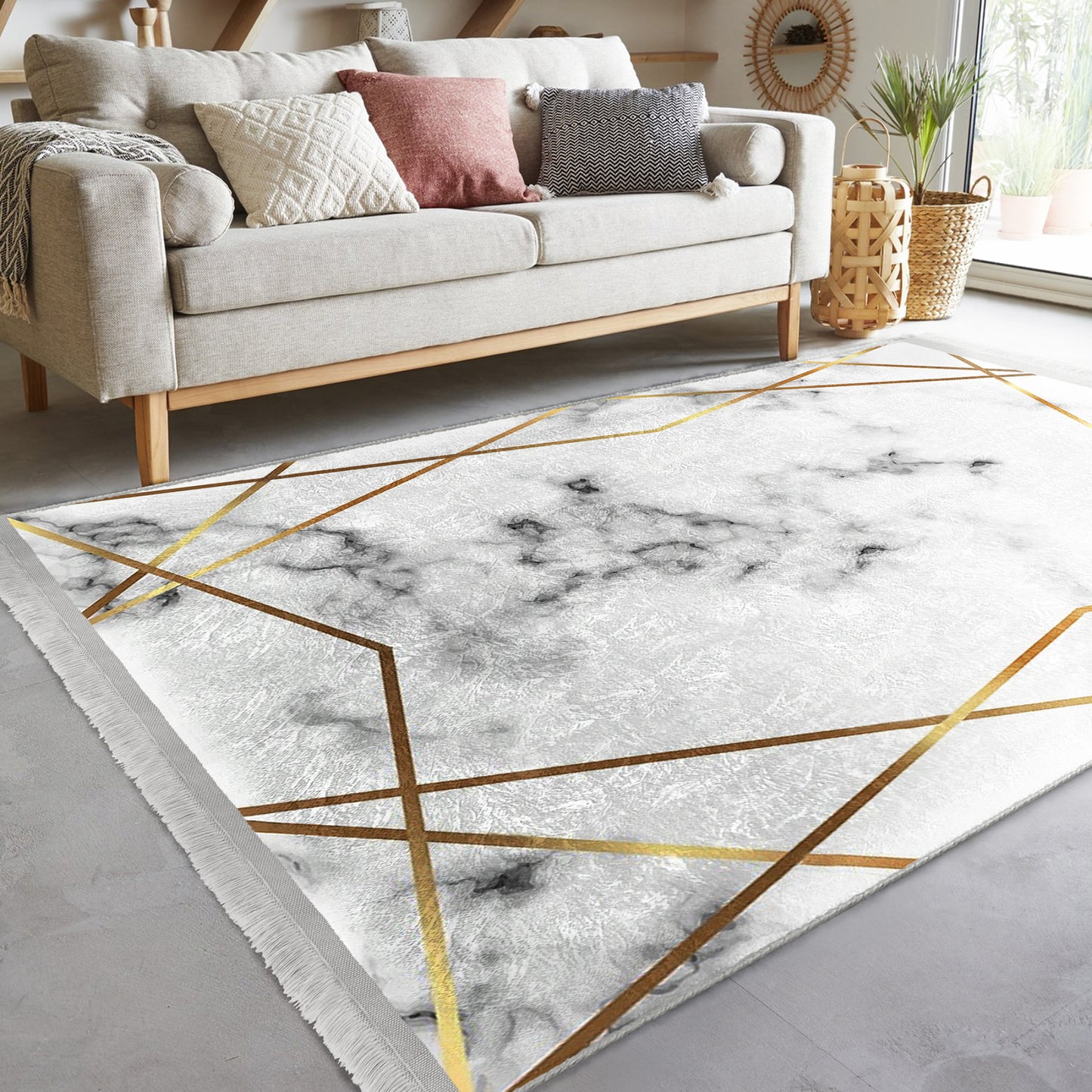 Marble Patterned Floor Rug - Timeless Elegance