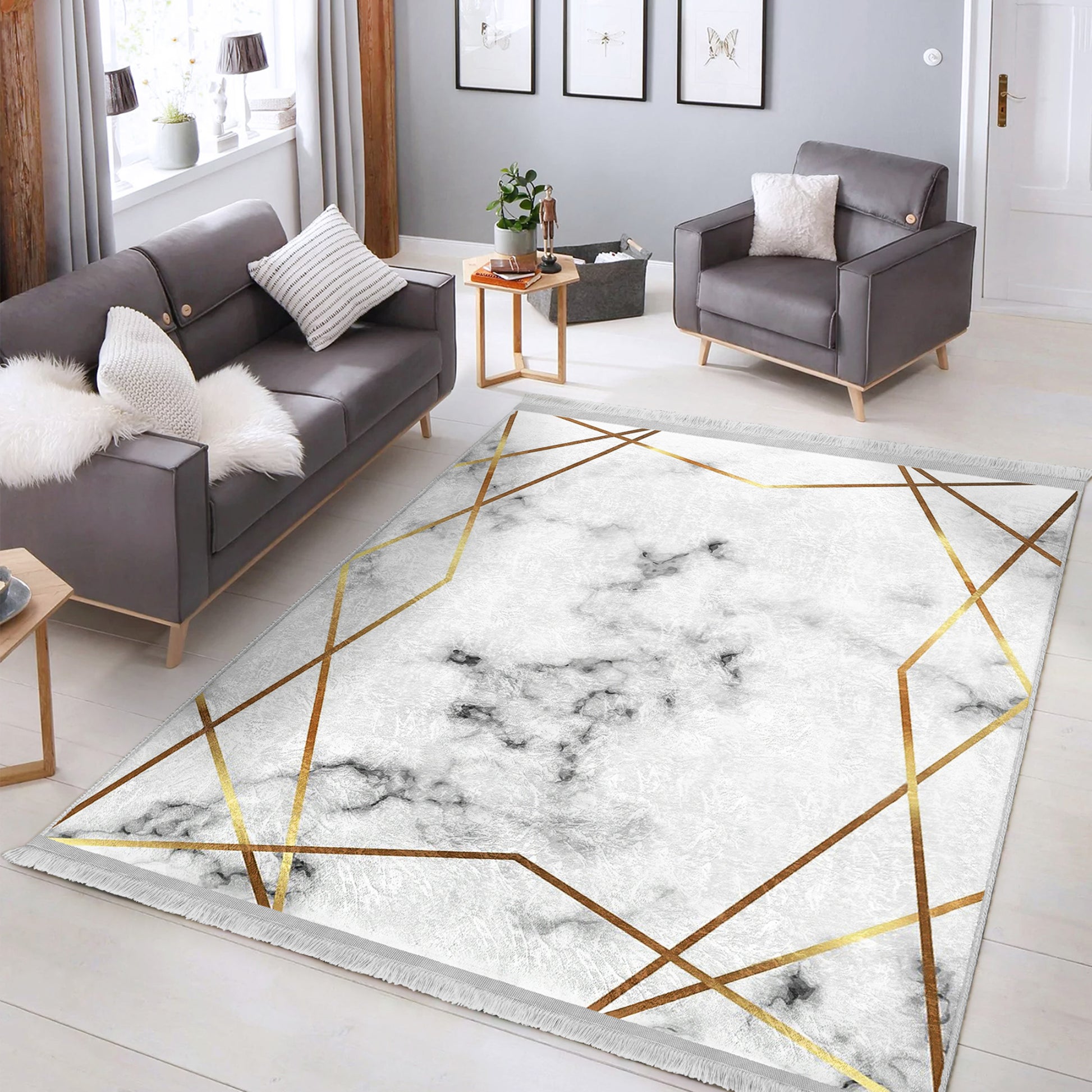 Elegant Marble Living Room Carpet - Stylish Design