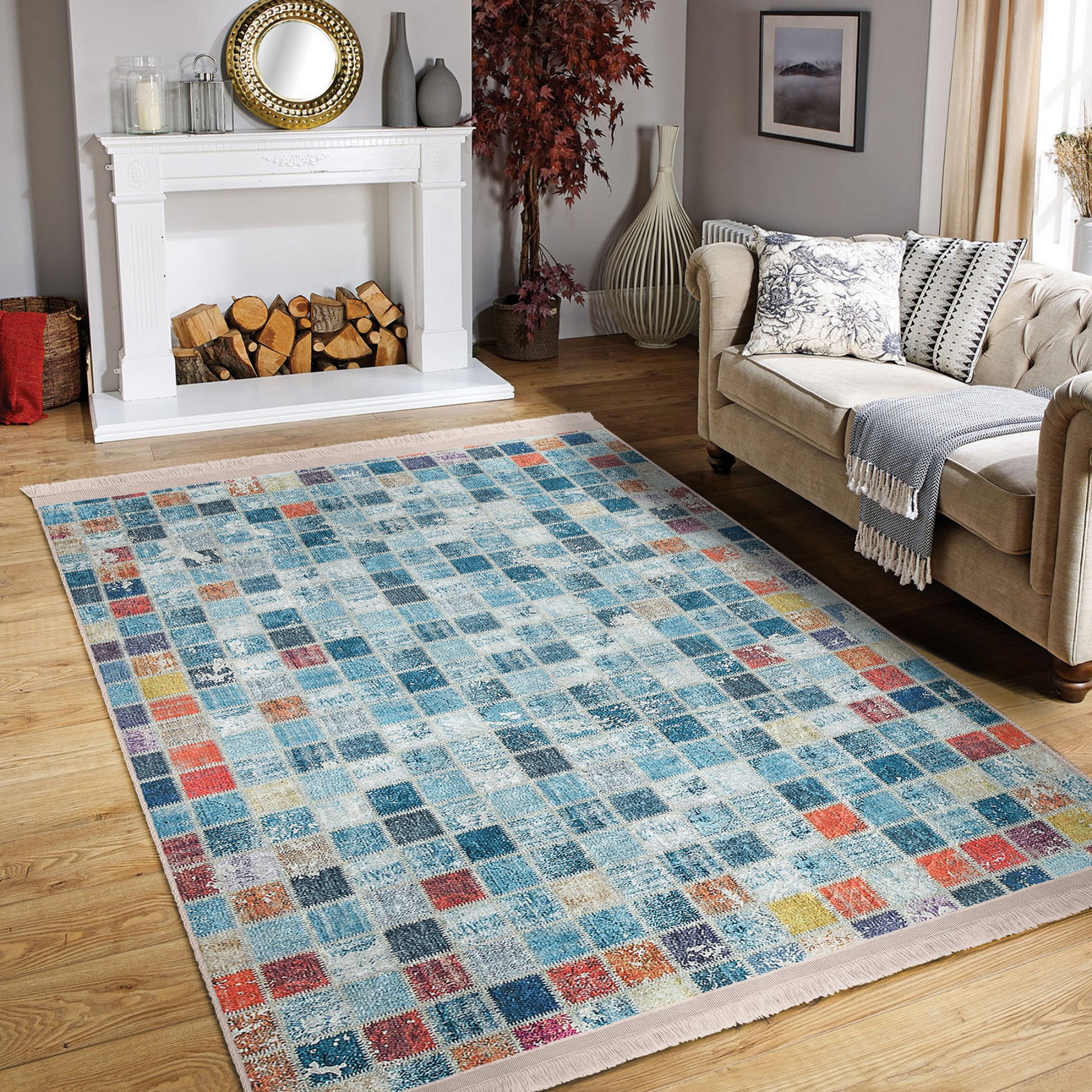 Farmhouse Checkered Rug with Country Elegance