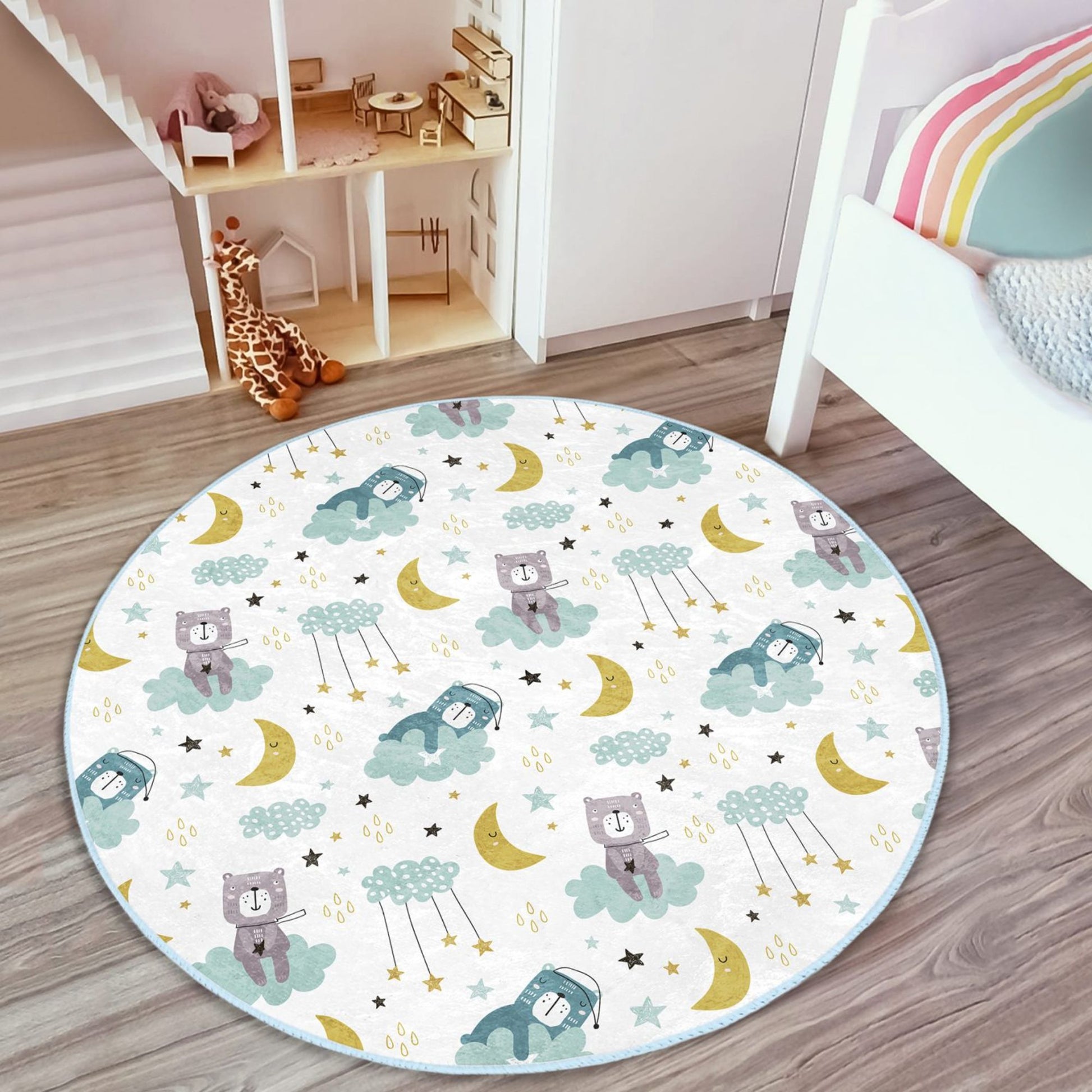 Dreamy Patterned Floor Rug - Ideal for Play Spaces