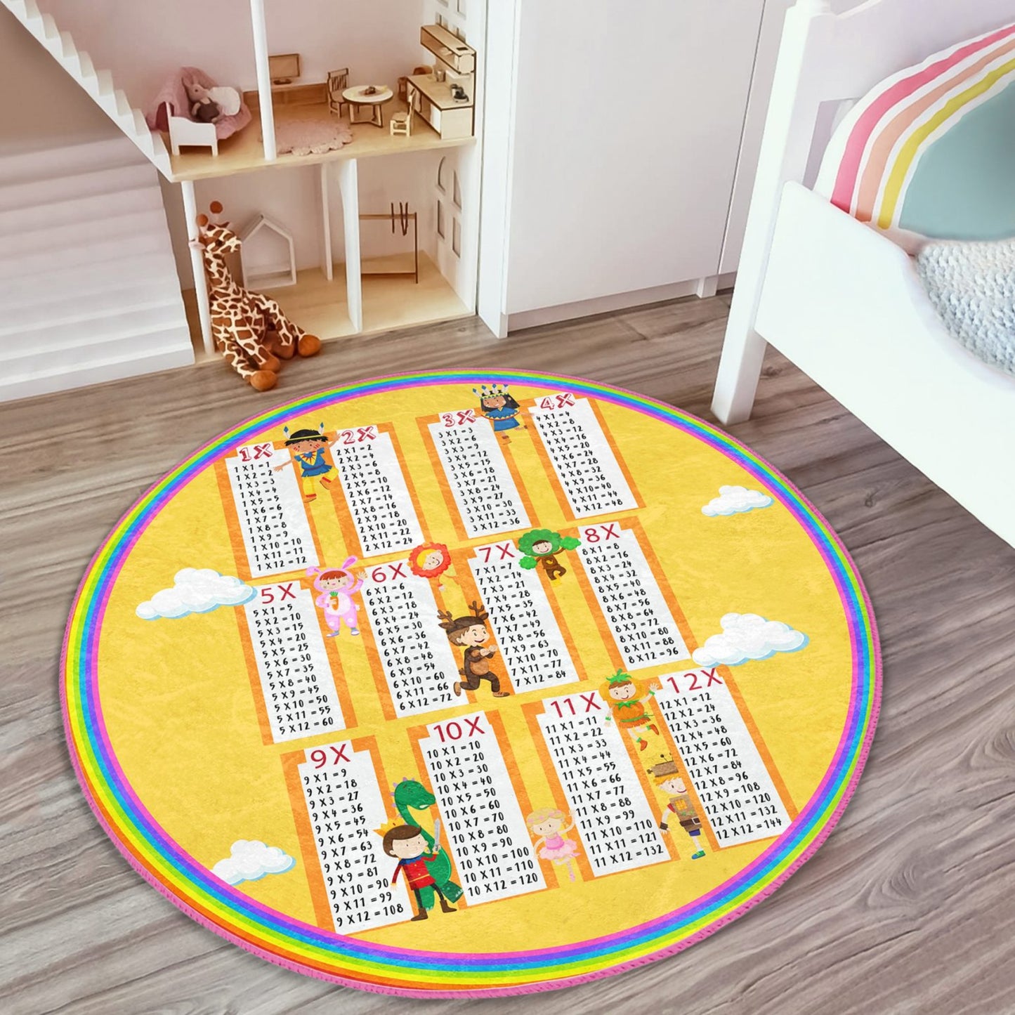 Round Multiple Chart Patterned Floor Rug - Charming Charm
