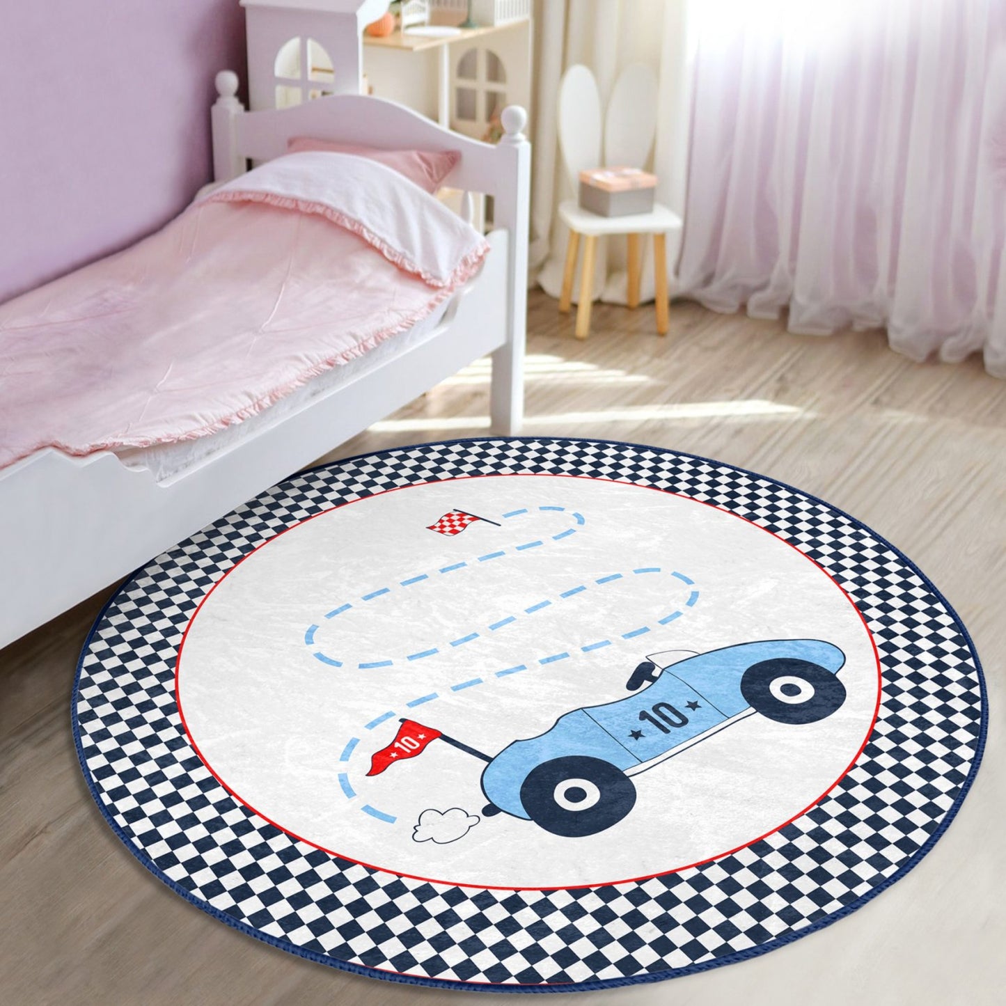Playful Racing Car Nursery Carpet - Whimsical Design