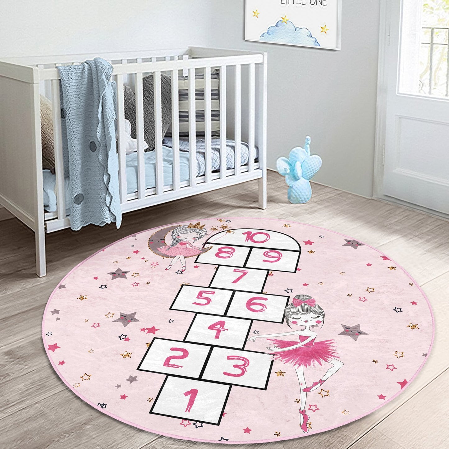 Round Pink Hopscotch Patterned Floor Rug - Charming Charm