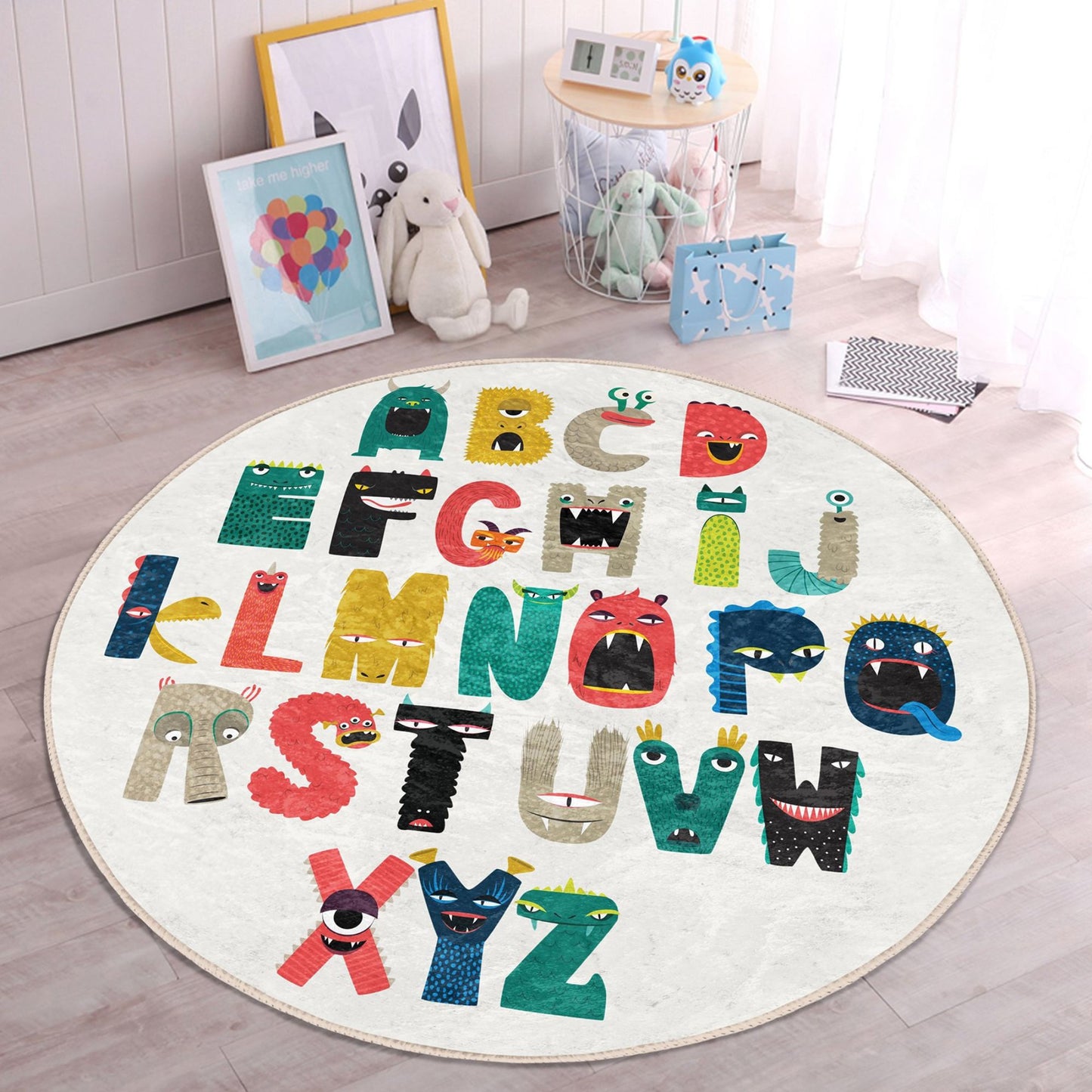 Alphabet Pattern Kids' Room Washable Rug