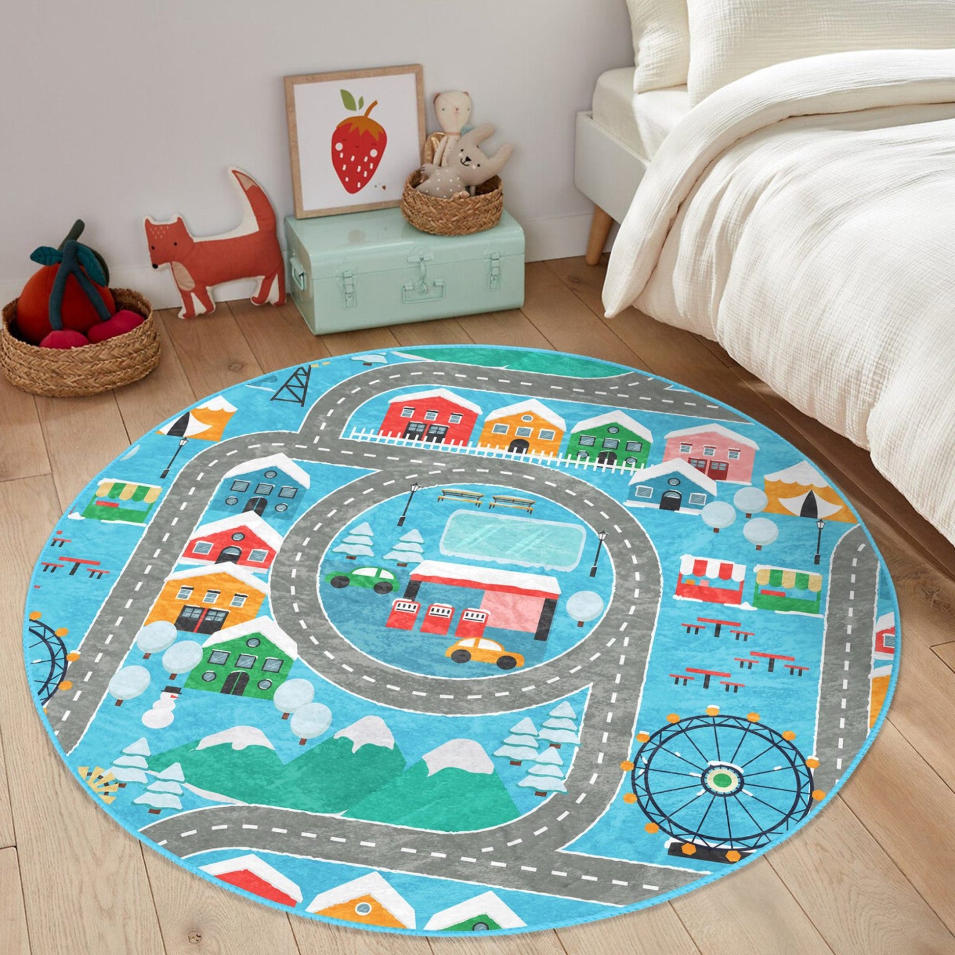 Round City Road Patterned Floor Rug - Charming Charm