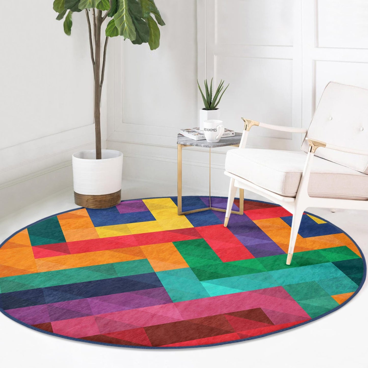 Round Patterned Floor Rug - Playful Accent