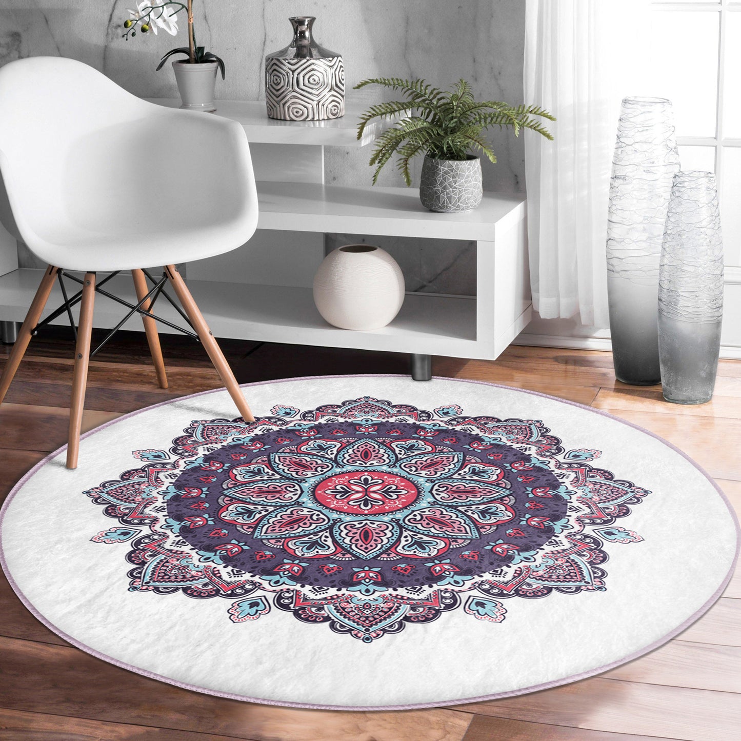 Tranquil Purple Mandala Meditation Room Rug - Spiritual Design