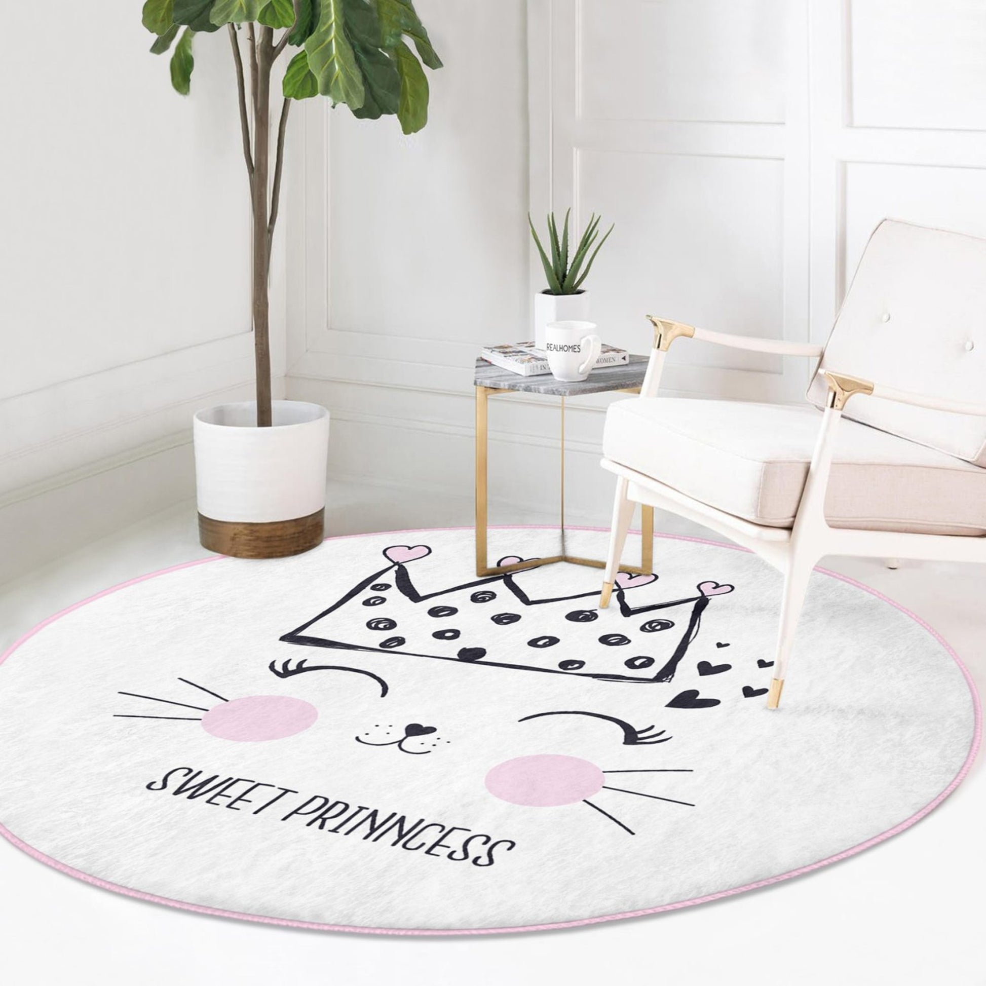 Round Patterned Floor Rug - Adorable Accent