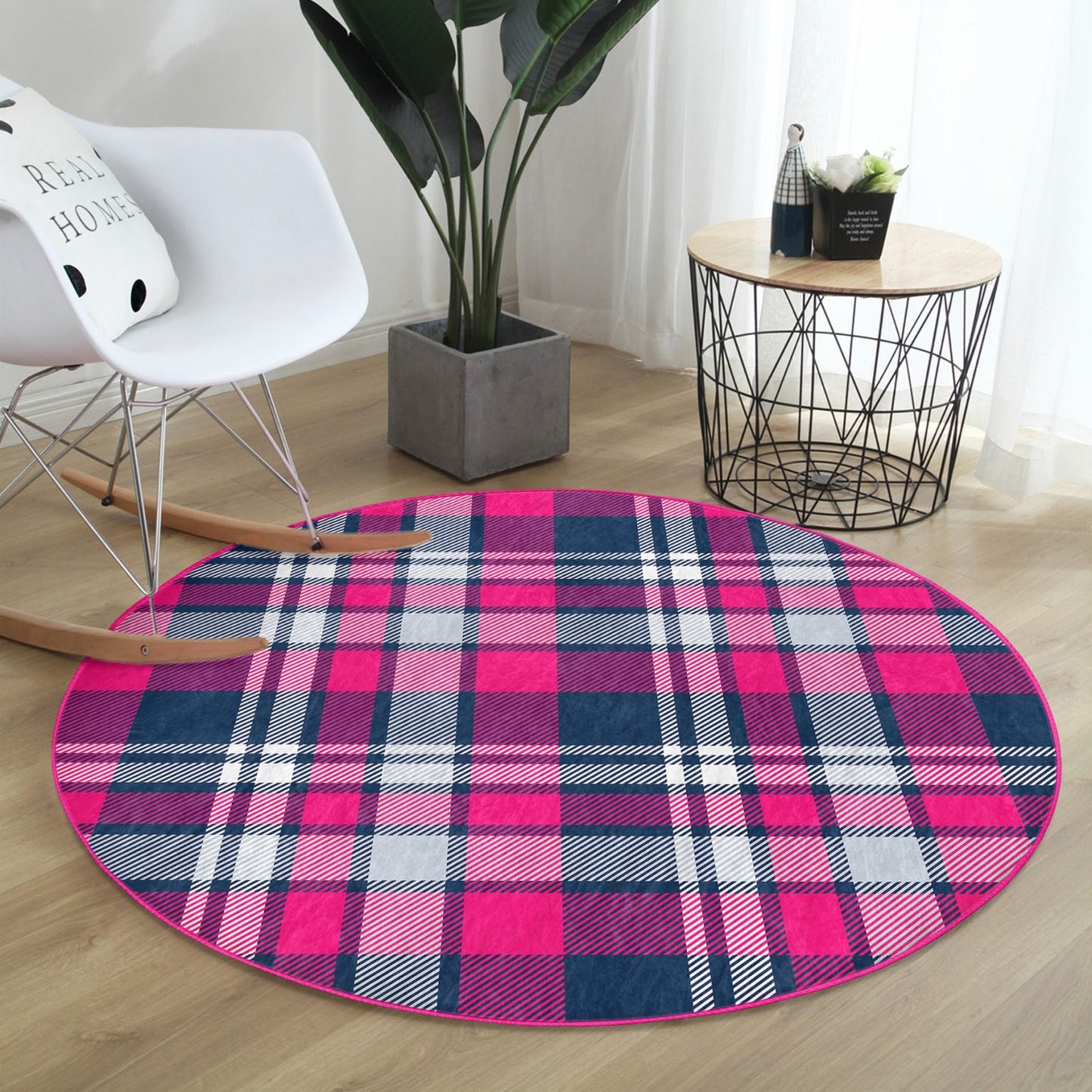 Round Patterned Floor Rug - Modern Accent