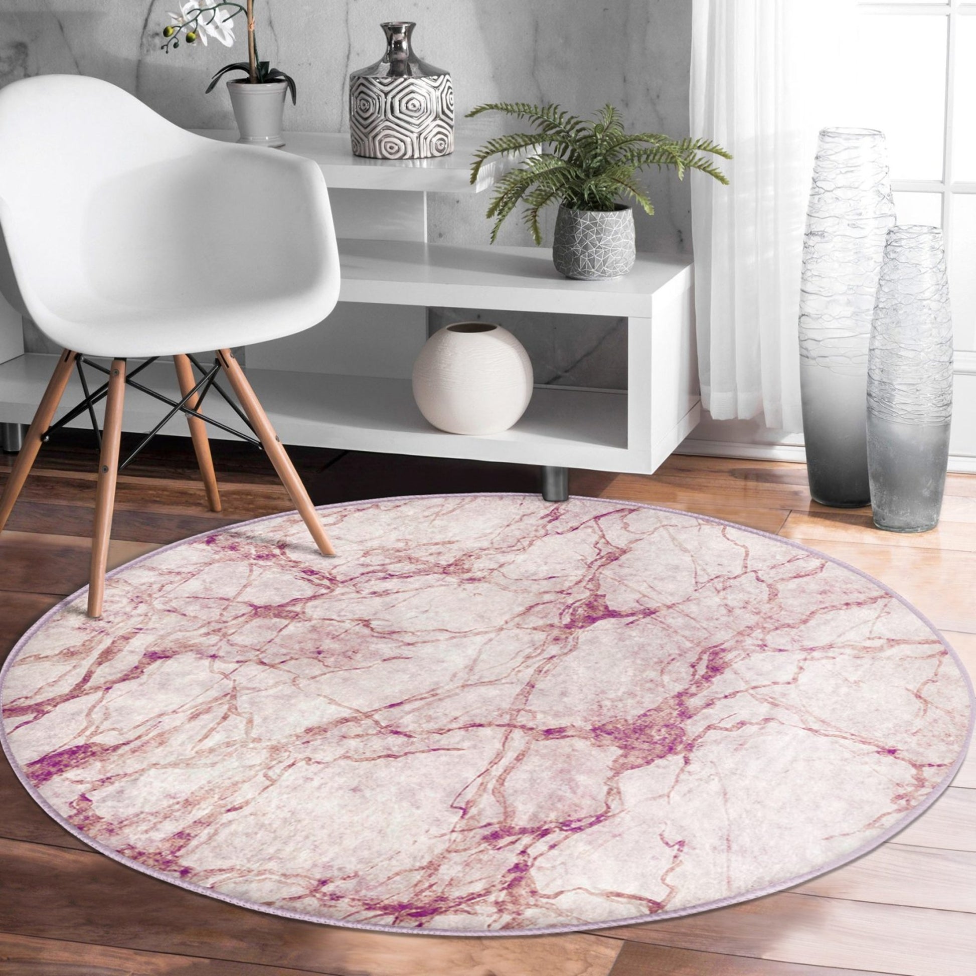 Elegant Pink Marble Home Decor Rug - Luxurious Design
