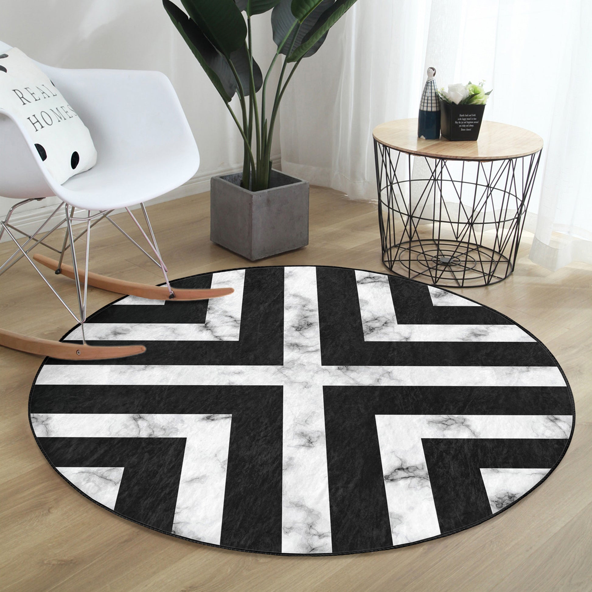 Round Patterned Floor Rug - Versatile Home Accent