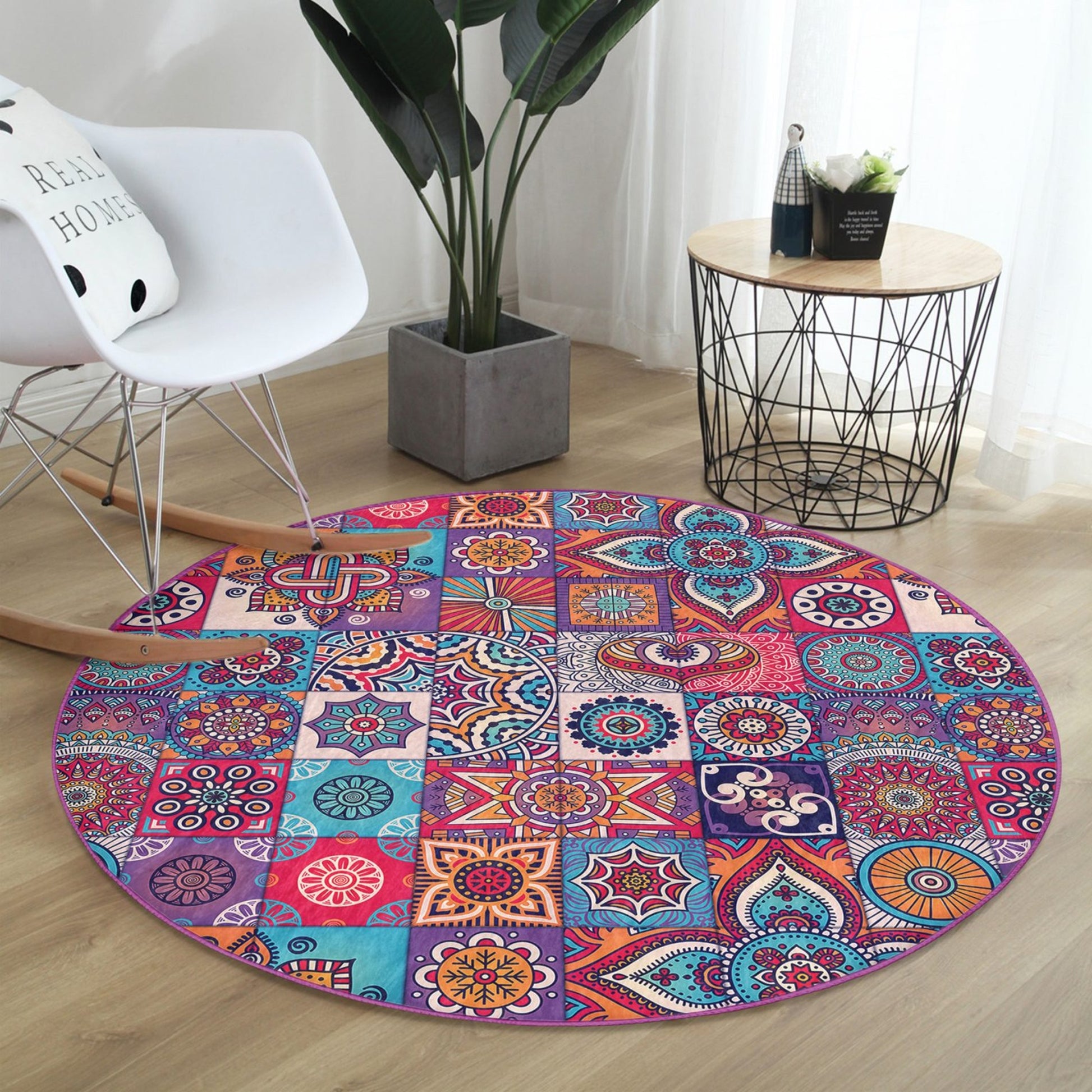 Washable Rug with Bohemian Design - Easy Maintenance