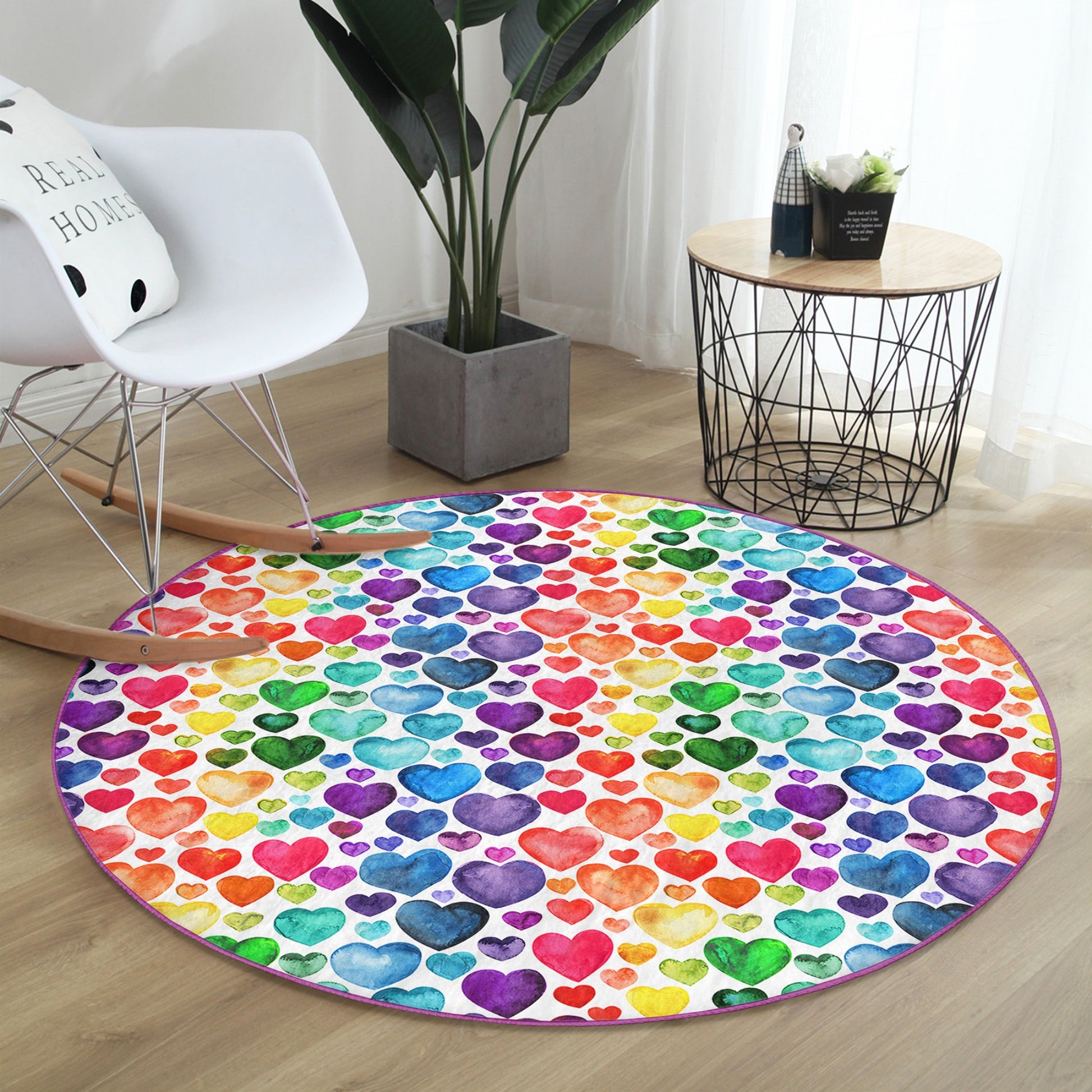 Washable Rug with Heart Pattern - Easy Maintenance