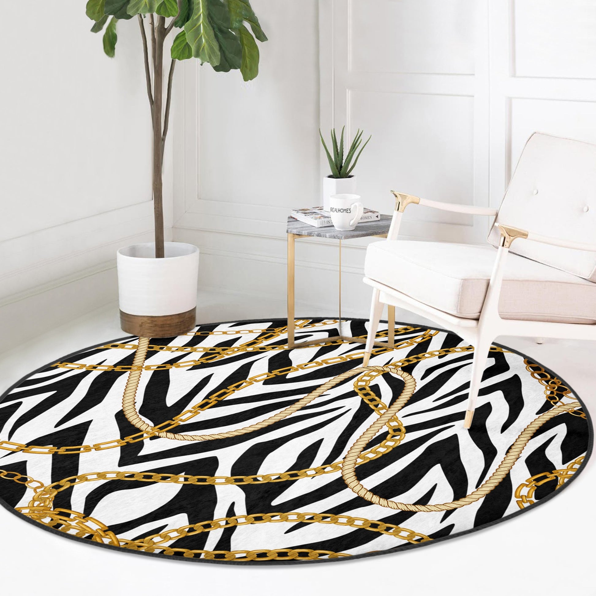 Round Patterned Floor Rug - Chic Living Room Accent