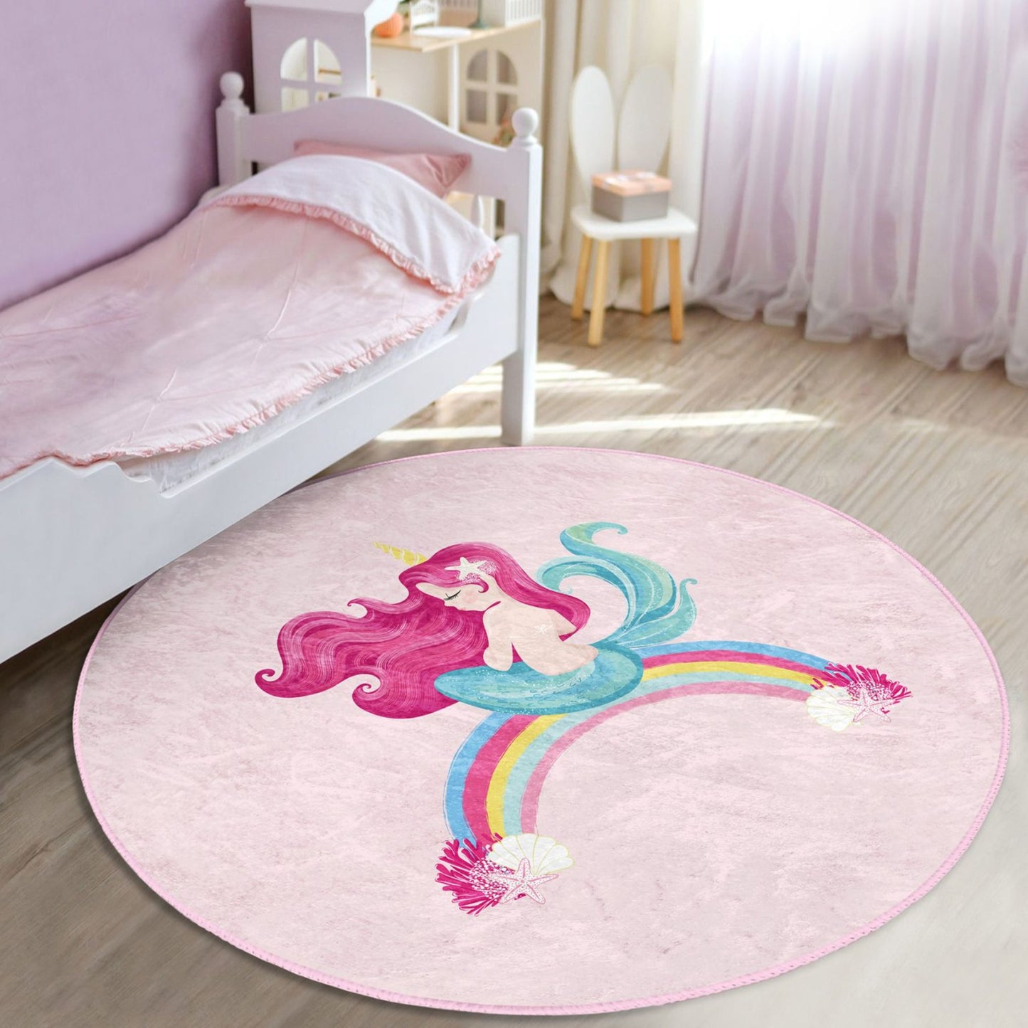 Durable Pink Rug for Children's Bedroom or Playroom