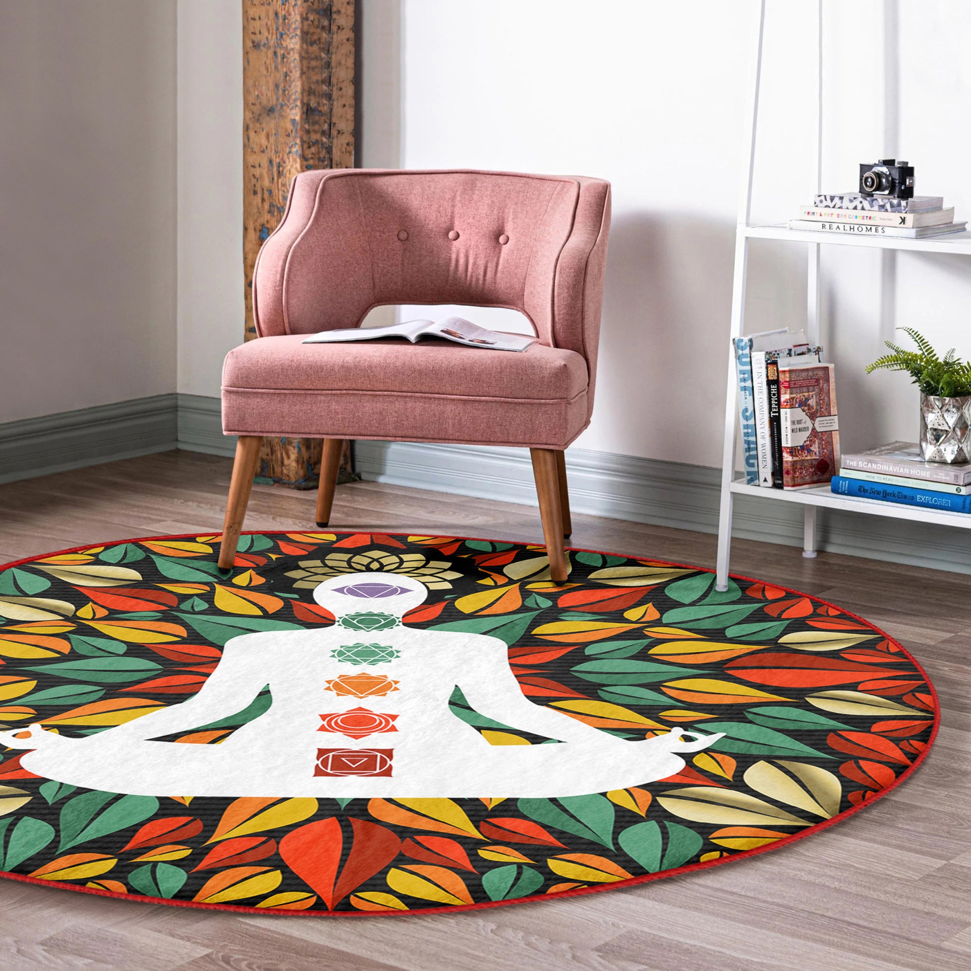 Round Patterned Floor Rug - Meditative Ambiance Accent