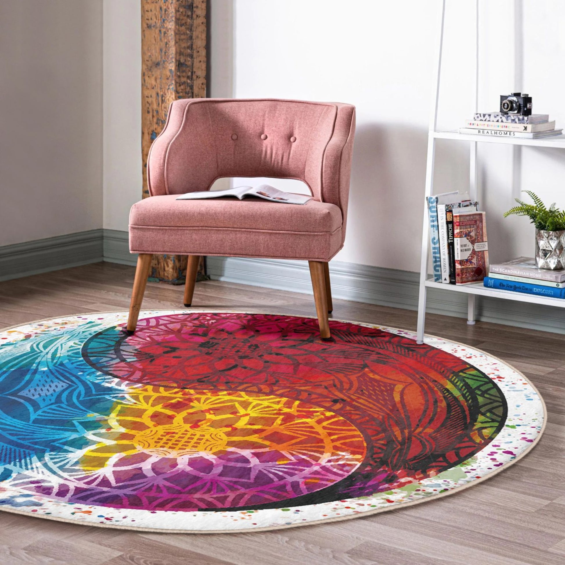 Round Patterned Floor Rug - Meditation Room Accent