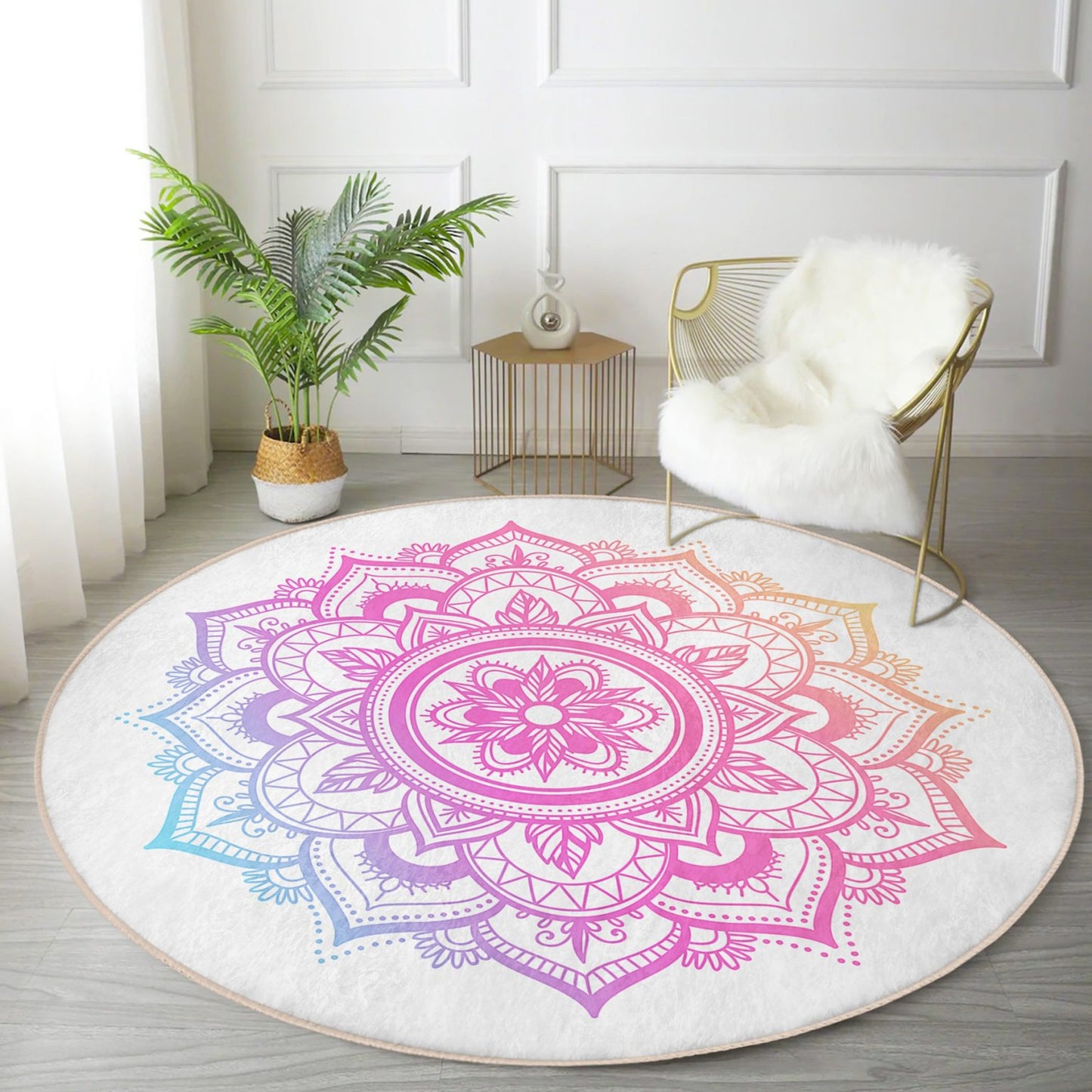 Beautiful Mandala Pattern Cozy Home Decor Washable Round Rug | Homeezone