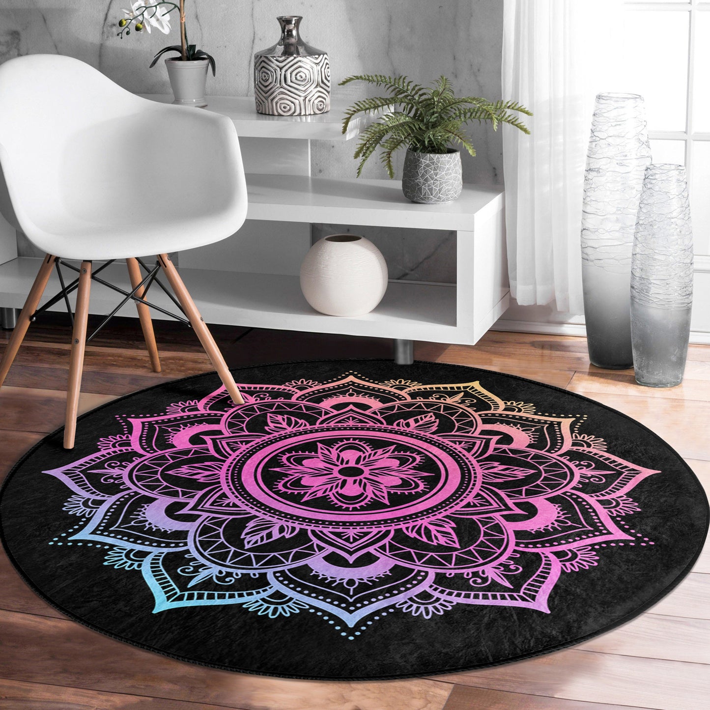 Intricate Purple Mandala Decorative Rug - Stylish Design