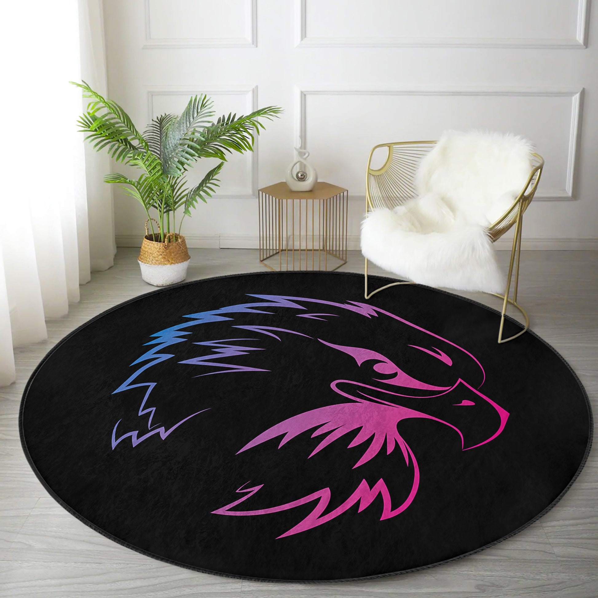 Eagle Pattern Game Room Decoration Washable Round Rug - Main View