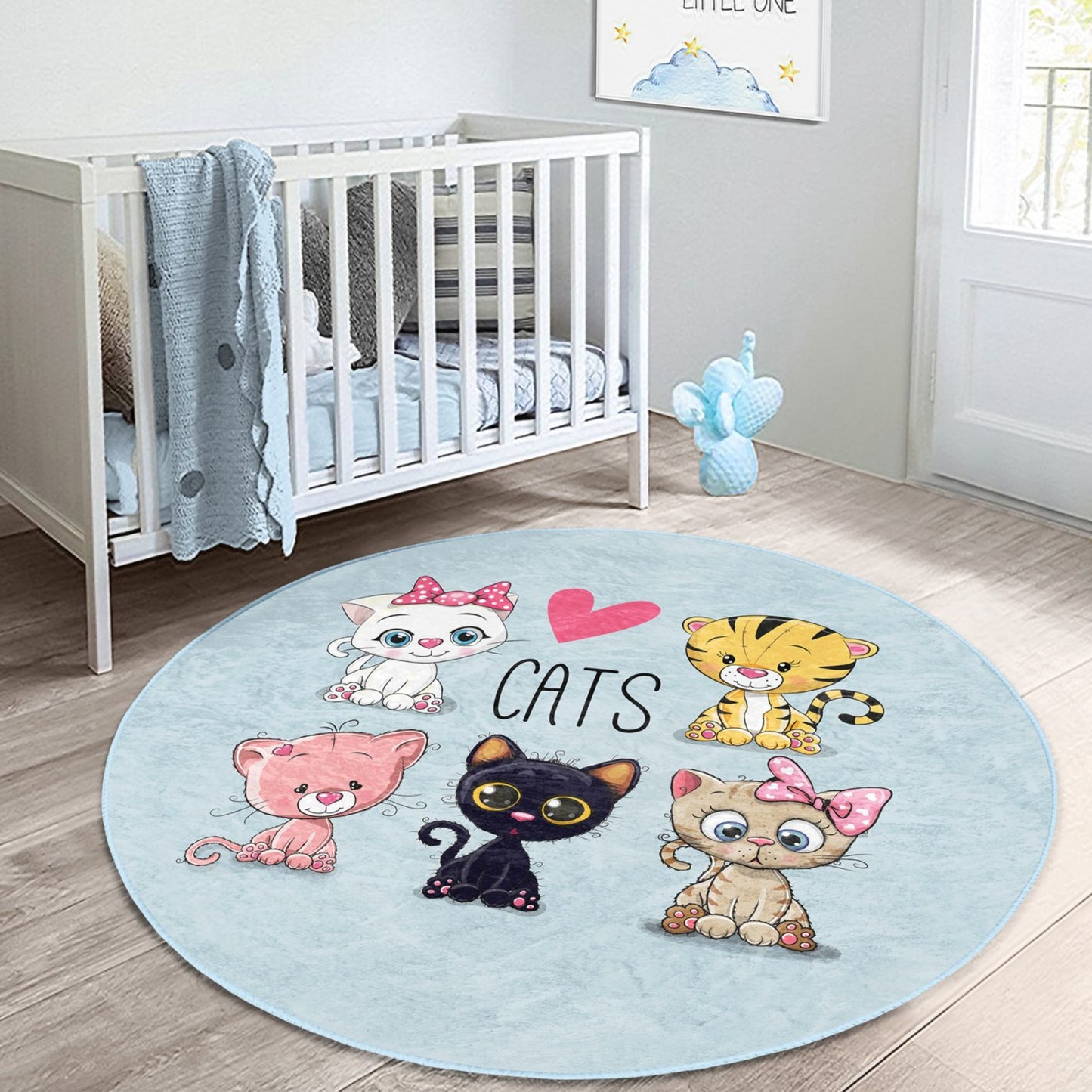 Round Kitty Patterned Floor Rug - Adorable Charm