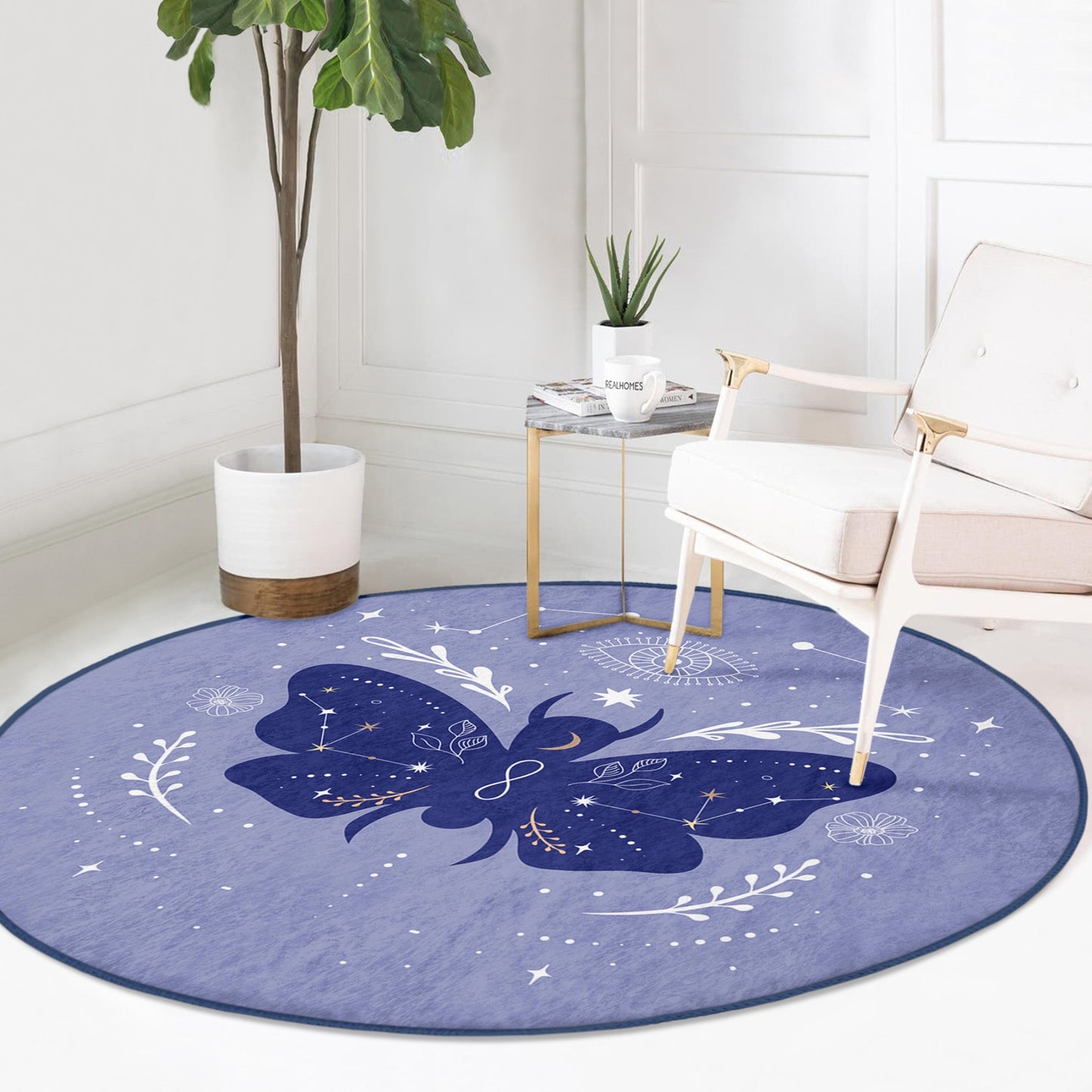 Washable Rug with Butterfly Pattern - Easy Maintenance