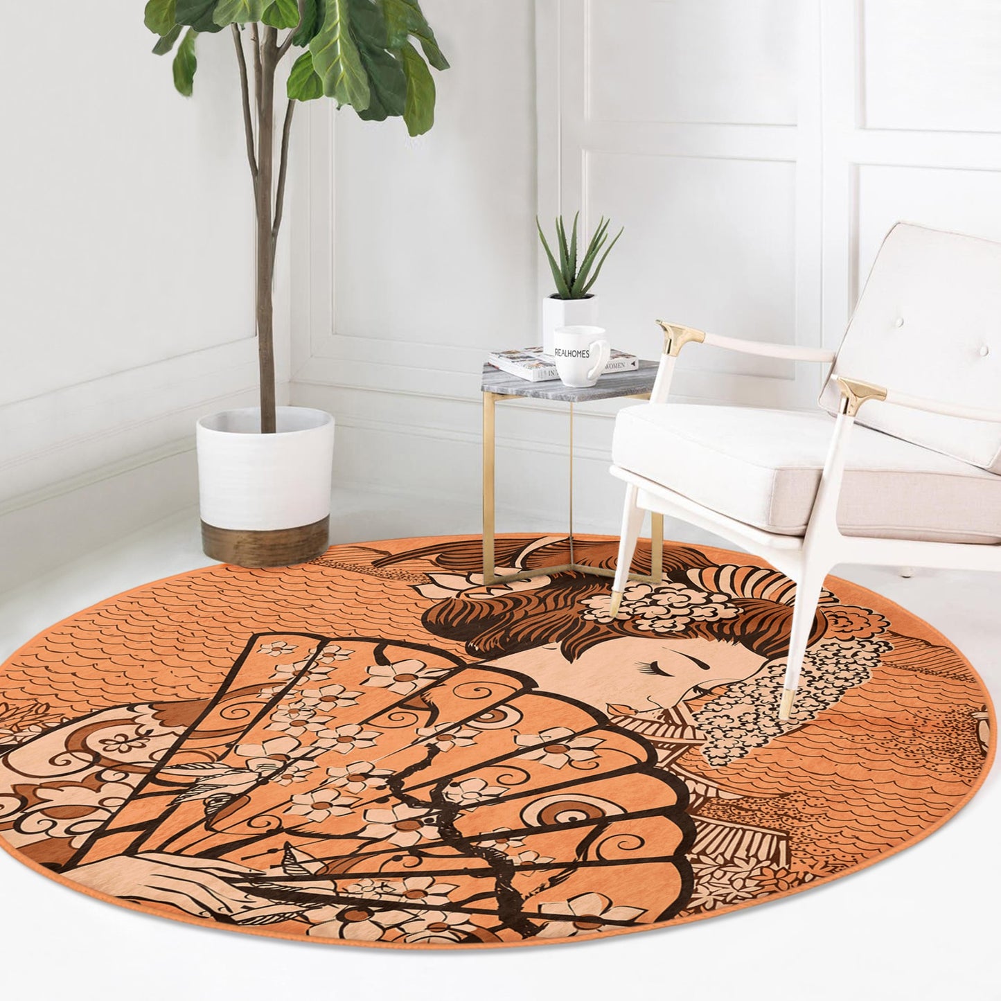 Round Patterned Floor Rug - Cultural Ambiance Accent