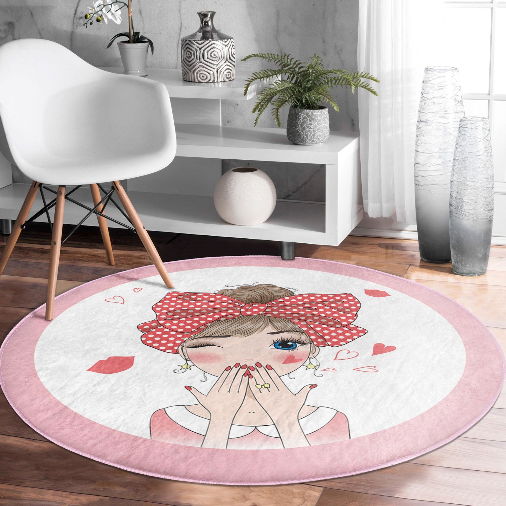Stylish Pink Colour Design Decorative Rug