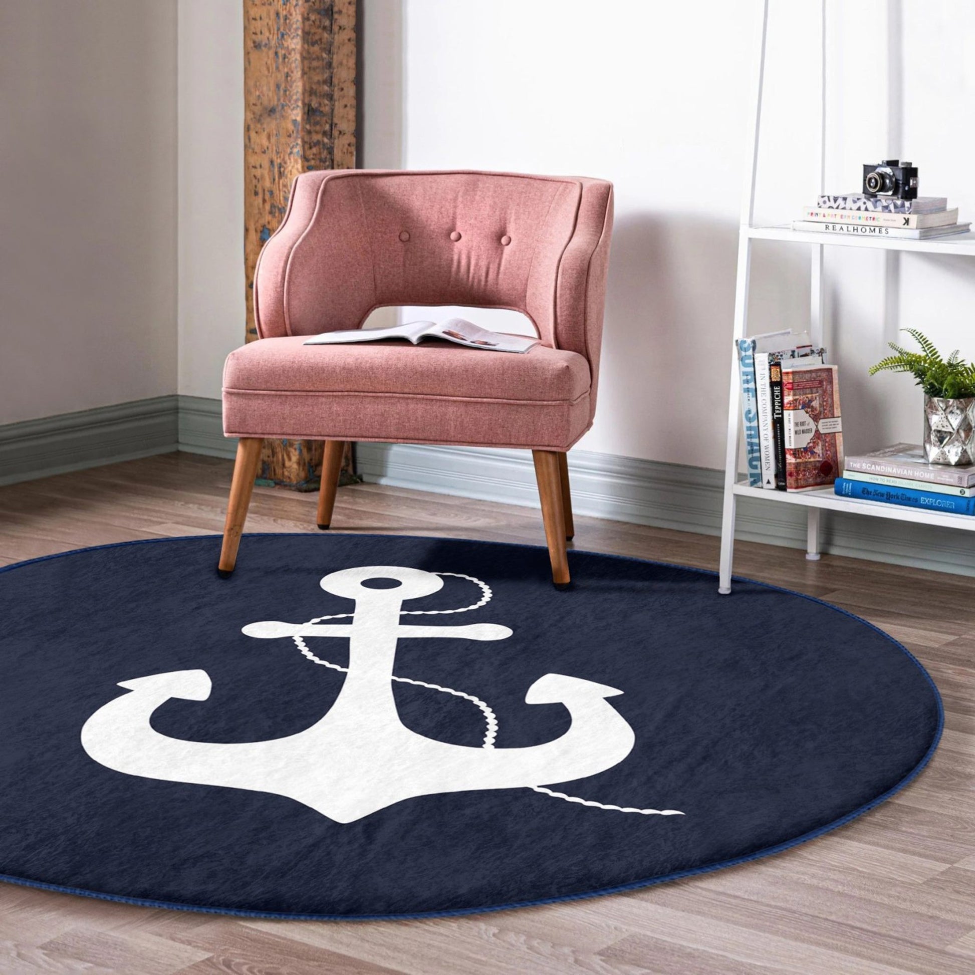 Washable Rug with Anchor Pattern - Easy Maintenance